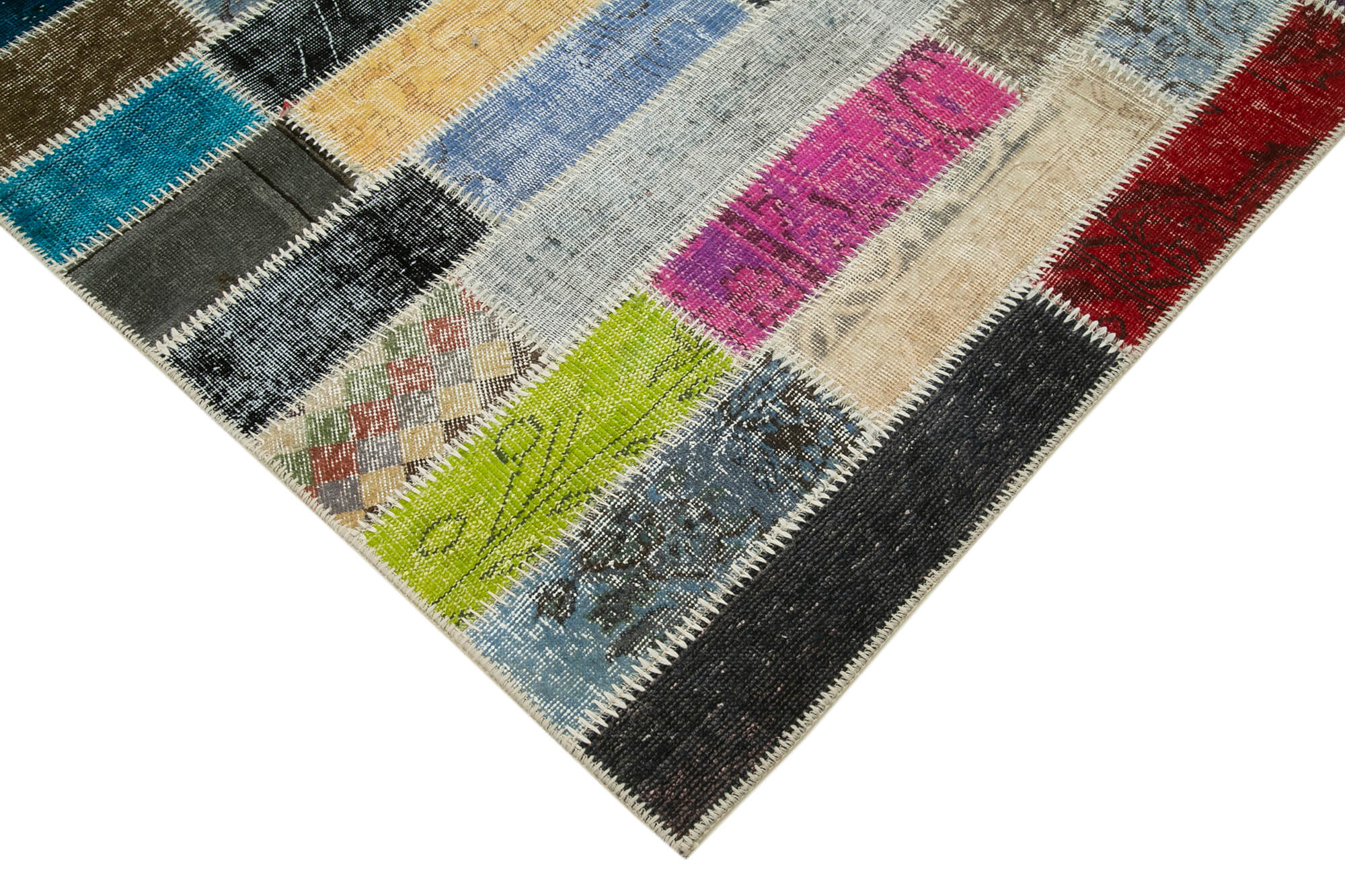 Handmade Patchwork Rug - Kirk Yama Grey Cotton Wool 6x8 Area Rug Durable & Soft
