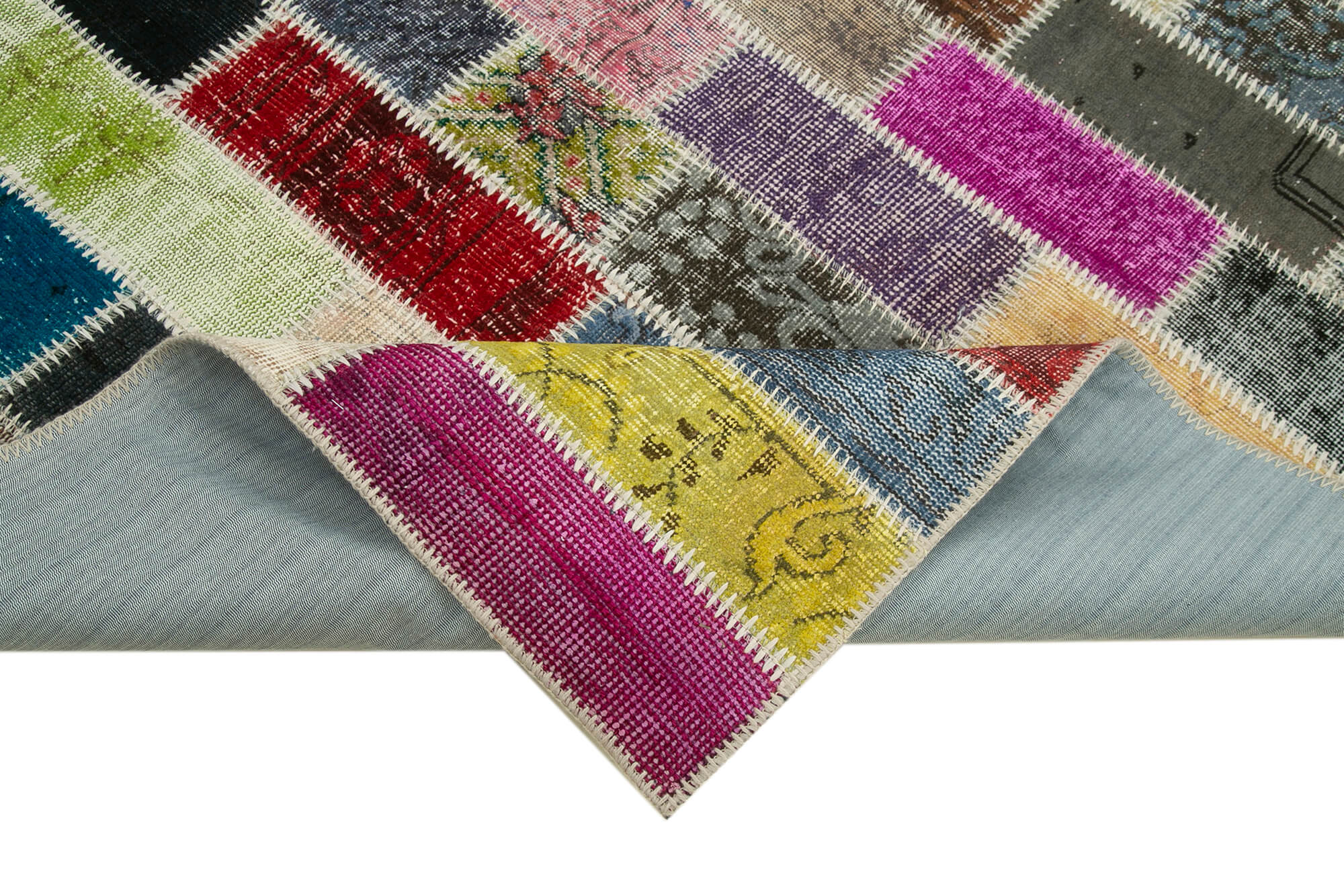 Handmade Patchwork Rug - Kirk Yama Grey Cotton Wool 6x8 Area Rug Durable & Soft