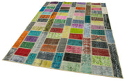 Handmade Patchwork Rug - Kirk Yama Grey Area Rug 5'9" x 7'11" Cotton Wool