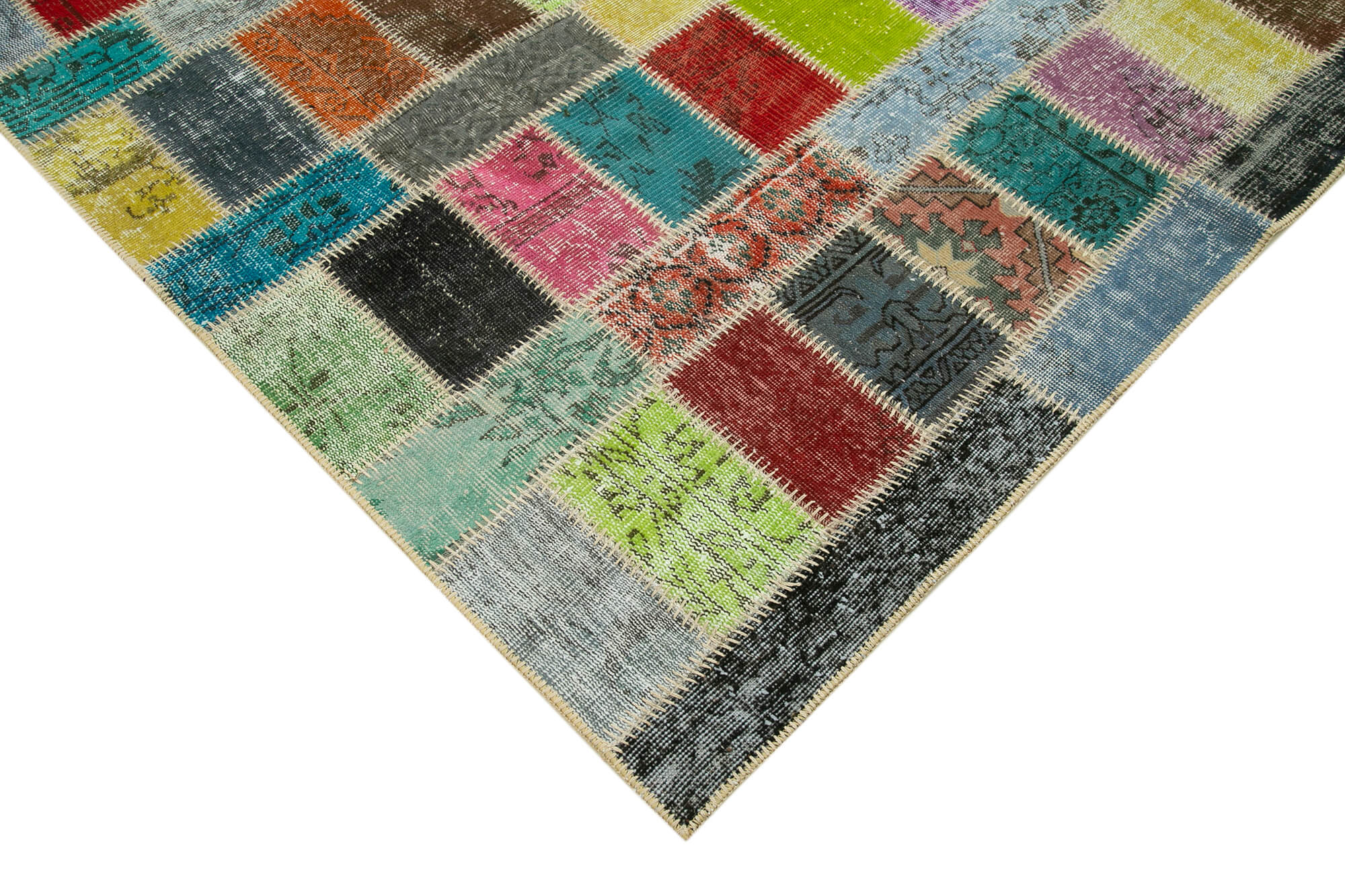 Handmade Patchwork Rug - Kirk Yama Grey Area Rug 5'9" x 7'11" Cotton Wool