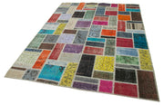Handmade Patchwork Rug - Kirk Yama Grey Cotton Wool Carpet 5'9''x7'9''