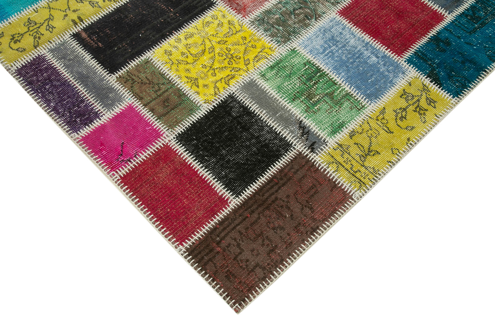 Handmade Patchwork Rug - Kirk Yama Grey Cotton Wool Carpet 5'9''x7'9''