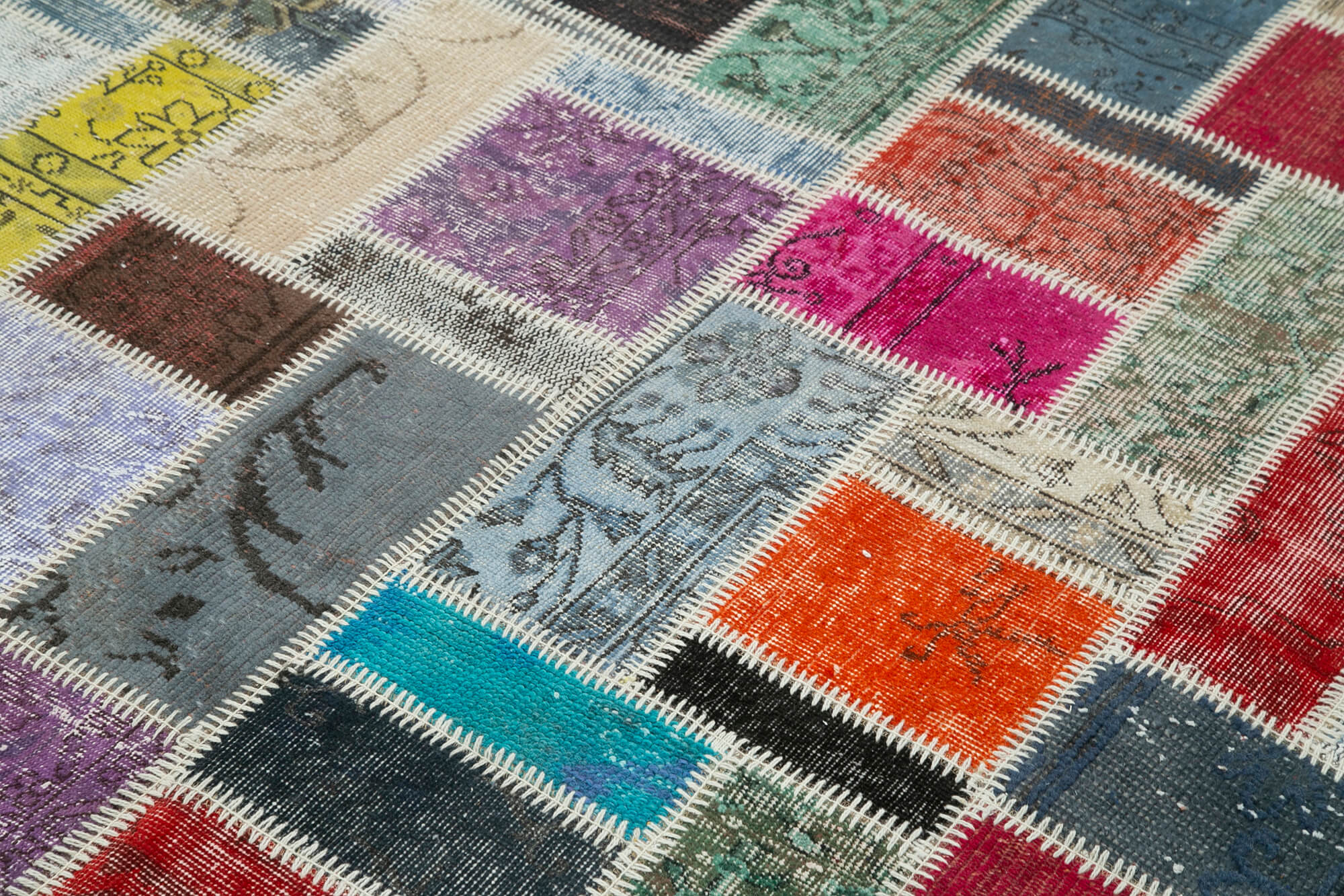 Handmade Patchwork Rug - Kirk Yama Grey Cotton Wool Carpet 5'9''x7'9''