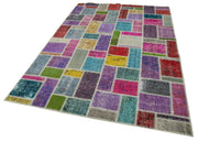 Handmade Patchwork Rug - Kirk Yama Grey Cotton Wool Area Rug 5'6''x8'3'' Durable Soft Texture
