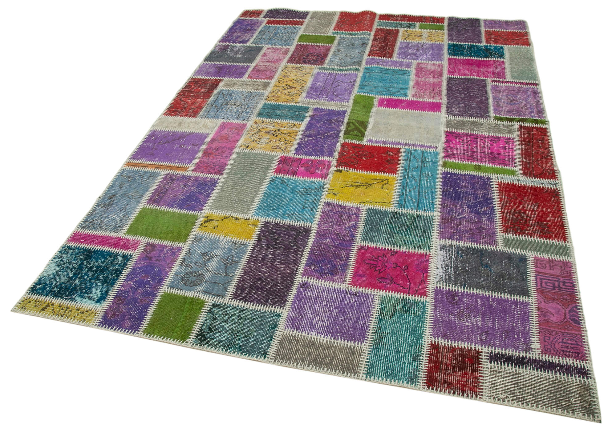 Handmade Patchwork Rug - Kirk Yama Grey Cotton Wool Area Rug 5'6''x8'3'' Durable Soft Texture