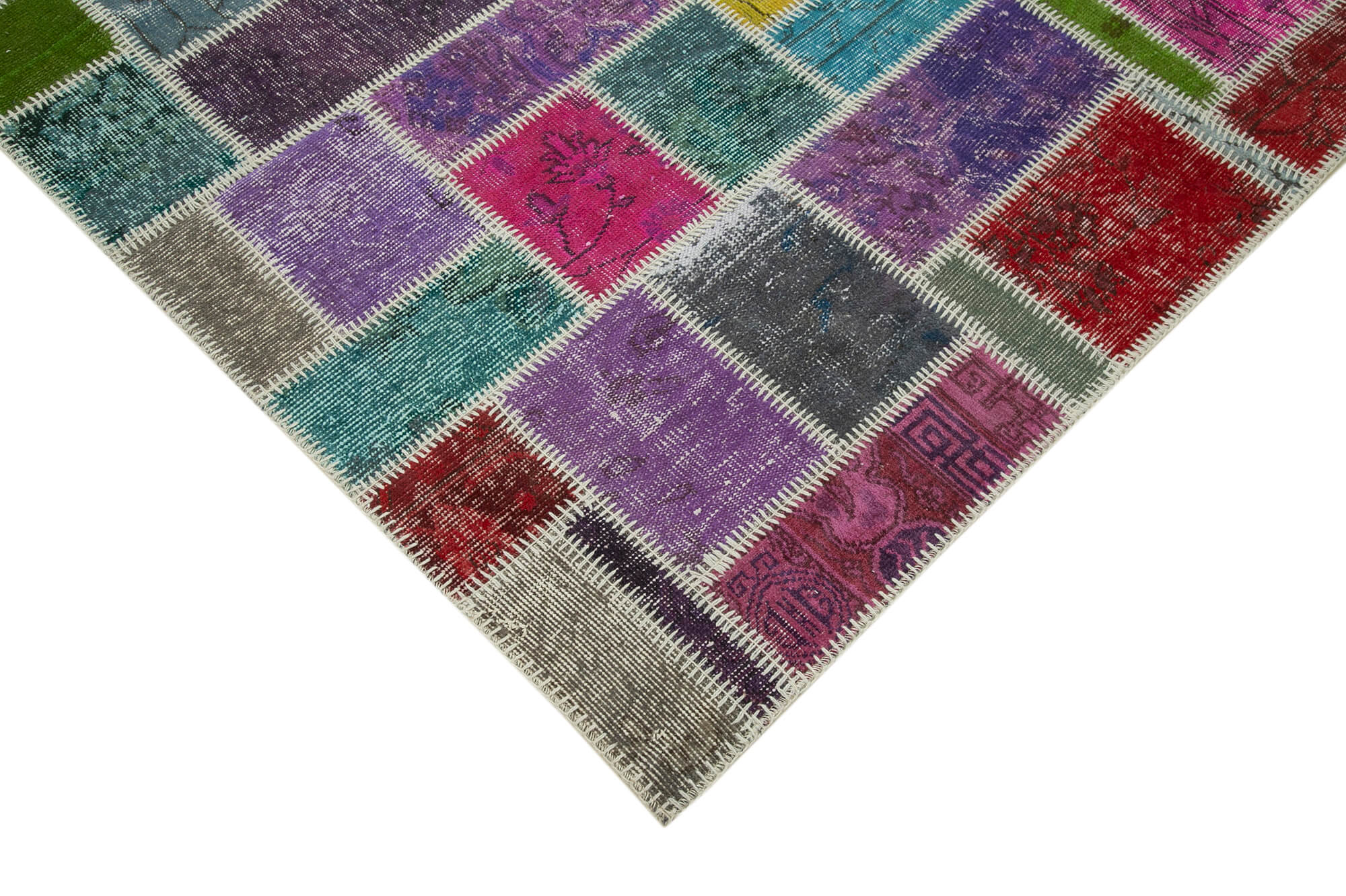 Handmade Patchwork Rug - Kirk Yama Grey Cotton Wool Area Rug 5'6''x8'3'' Durable Soft Texture
