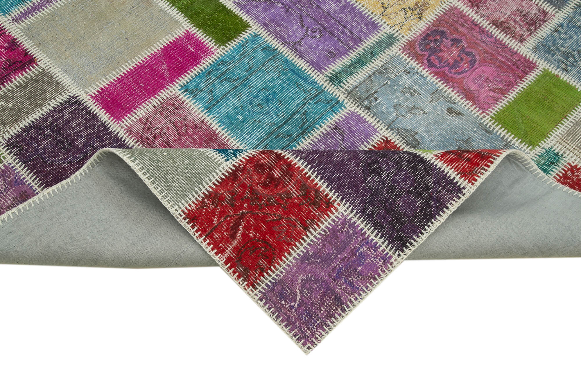 Handmade Patchwork Rug - Kirk Yama Grey Cotton Wool Area Rug 5'6''x8'3'' Durable Soft Texture