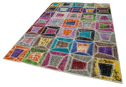 Handmade Patchwork Rug - Kirk Yama Grey Cotton Wool Area Rug 6'3''x9'1''