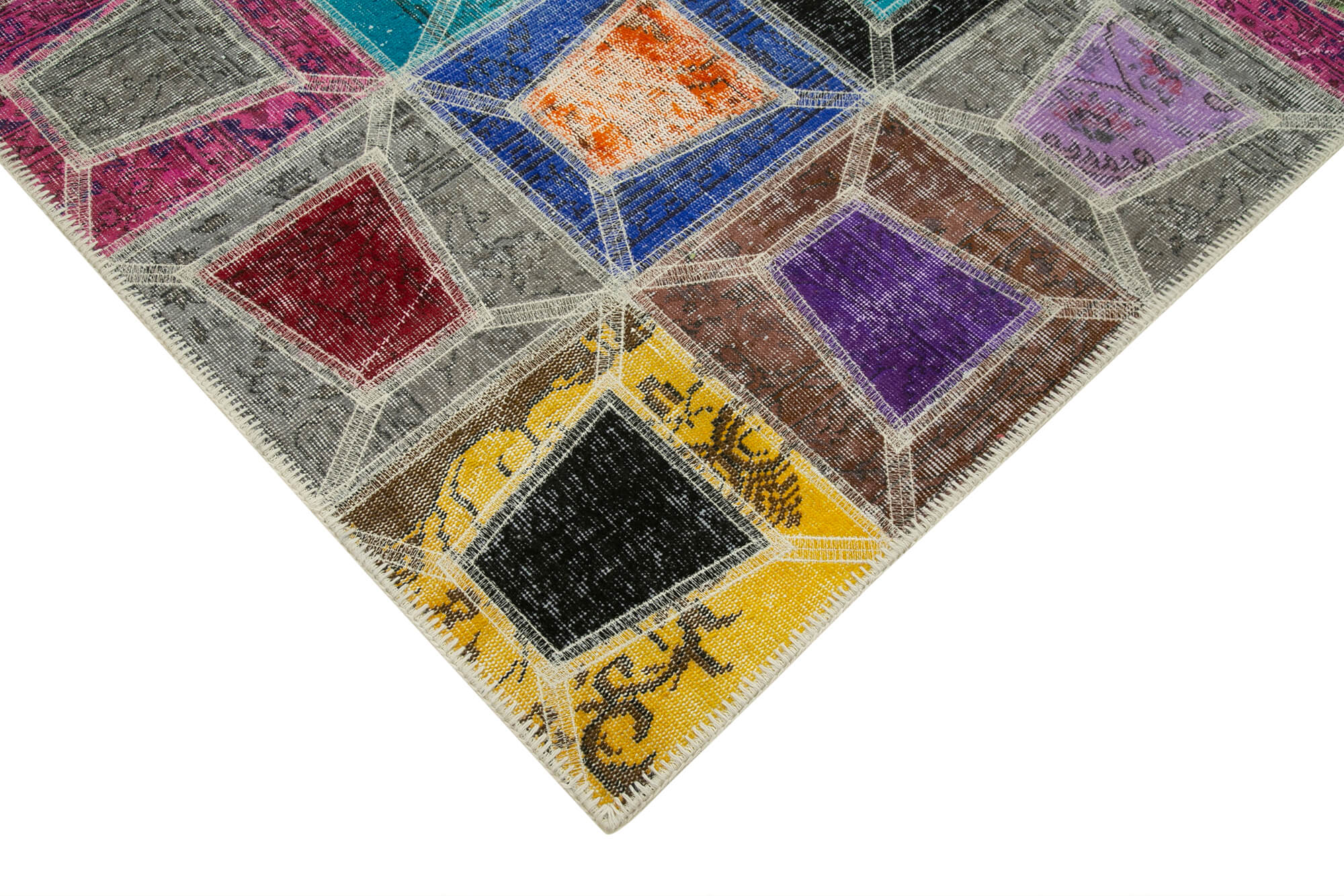Handmade Patchwork Rug - Kirk Yama Grey Cotton Wool Area Rug 6'3''x9'1''