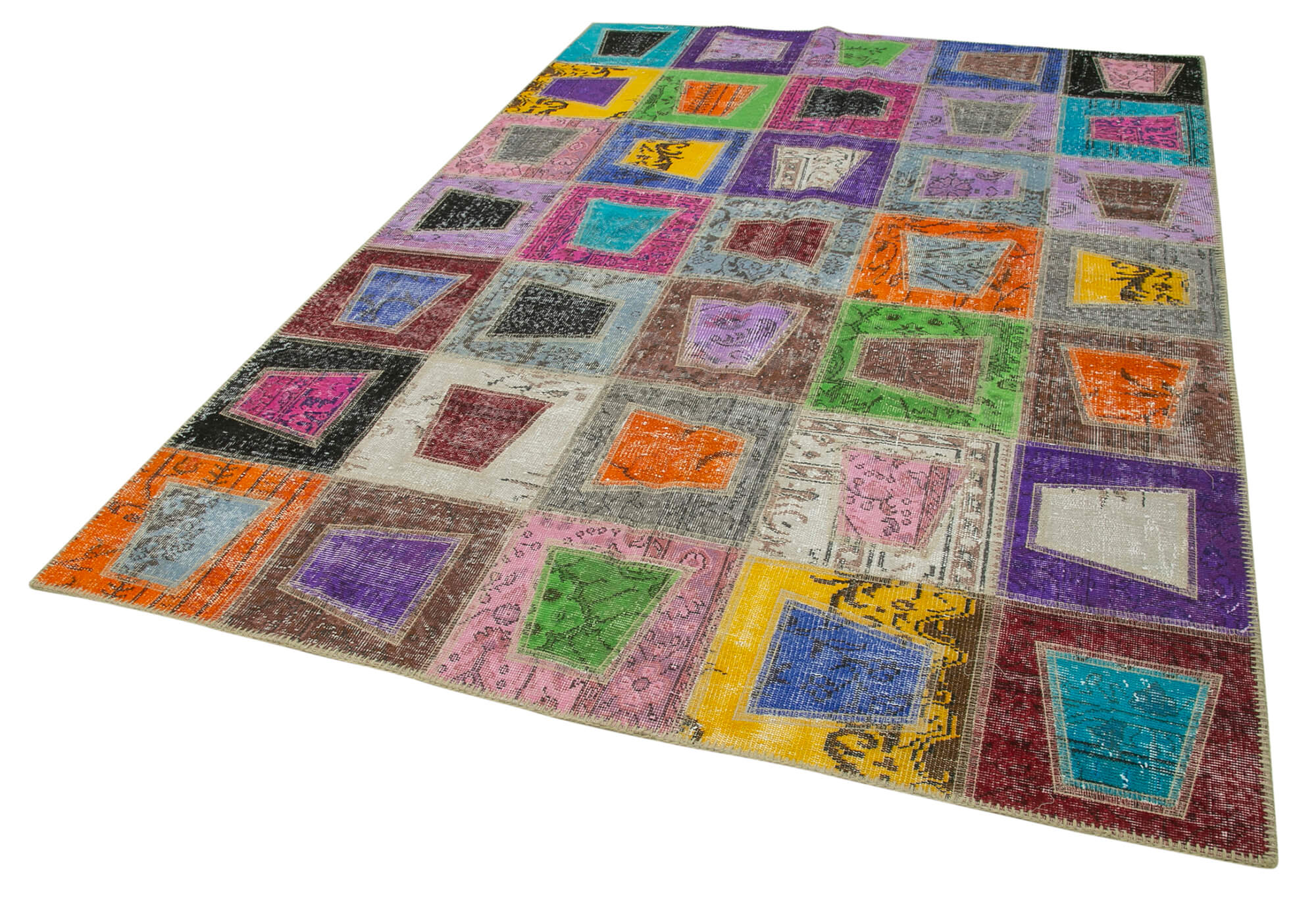 Handmade Patchwork Rug - Kirk Yama Grey Cotton Wool Area Rug 6'4''x8'11''