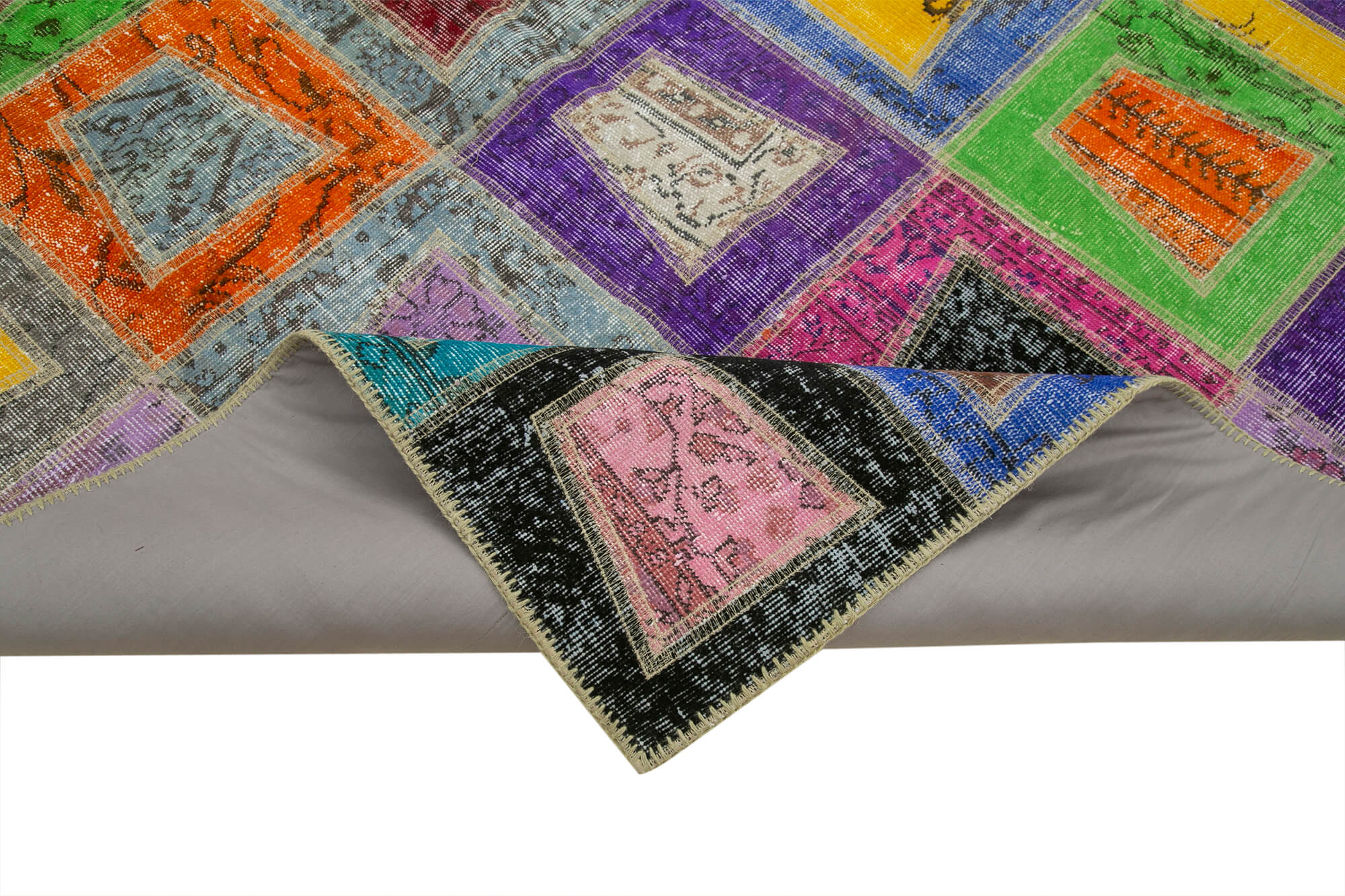 Handmade Patchwork Rug - Kirk Yama Grey Cotton Wool Area Rug 6'4''x8'11''