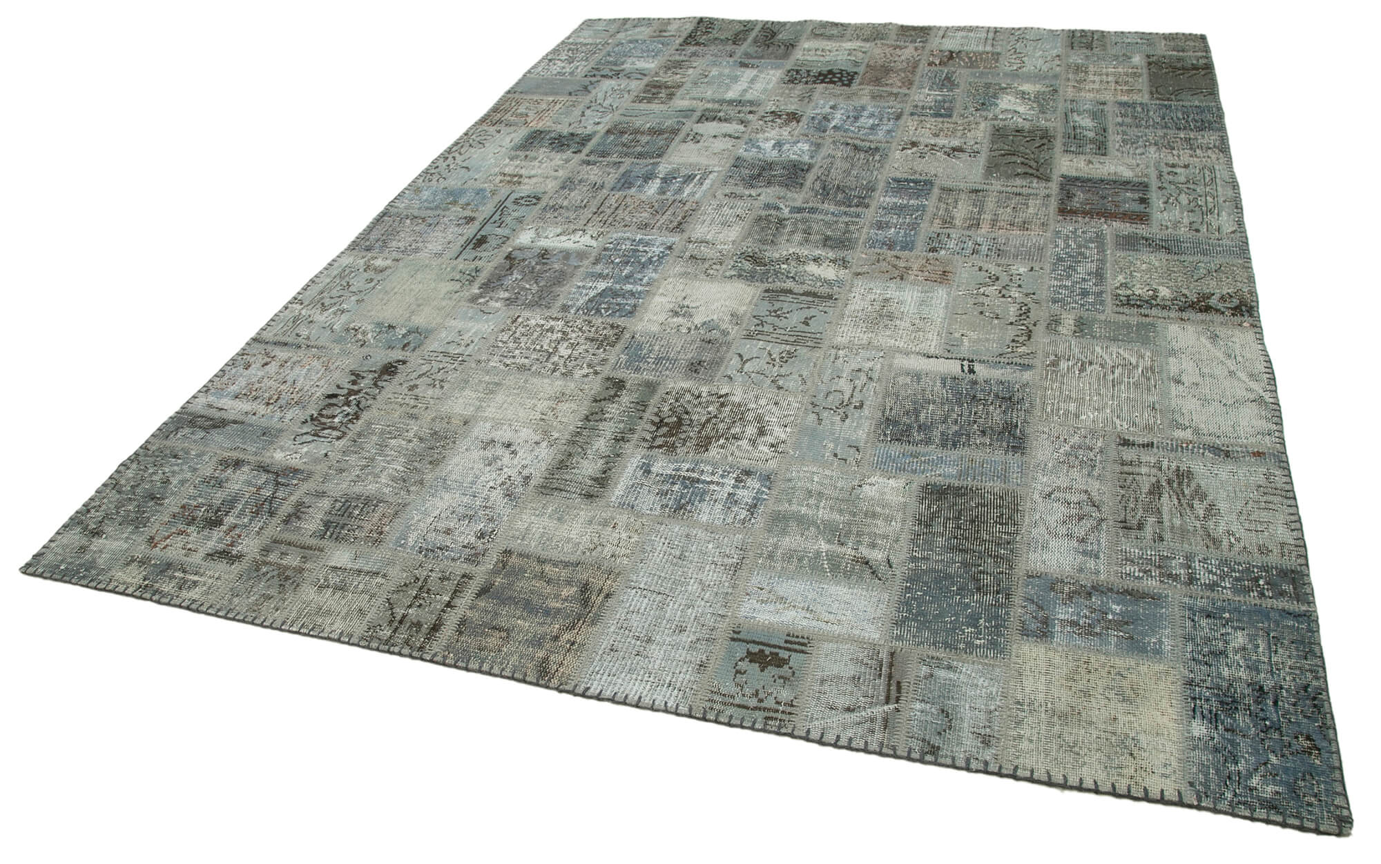 Handmade Patchwork Rug - Kirk Yama Grey Cotton Wool Area Rug 7'0'' x 9'10''