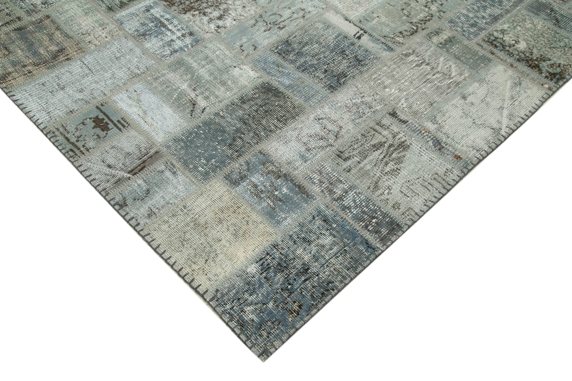 Handmade Patchwork Rug - Kirk Yama Grey Cotton Wool Area Rug 7'0'' x 9'10''