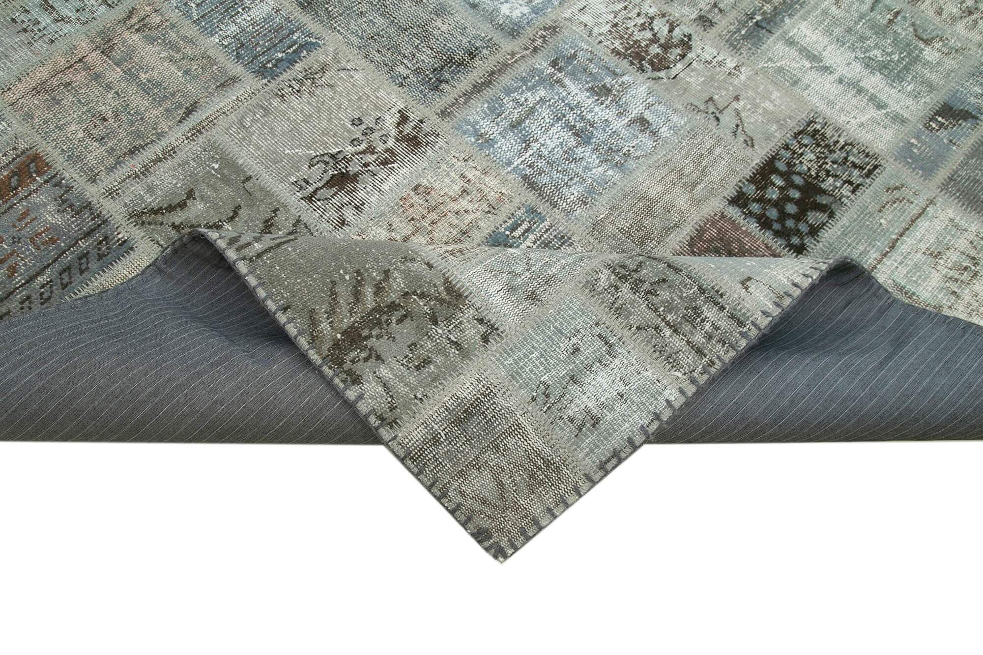 Handmade Patchwork Rug - Kirk Yama Grey Cotton Wool Area Rug 7'0'' x 9'10''
