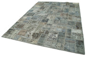 Handmade Patchwork Rug - Kirk Yama Grey Wool Cotton 6'11''x9'9'' Area Rug
