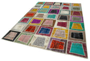 Handmade Wool Area Rug – Kirk Yama Grey Patchwork Cotton Blend 6'7''x9'2''