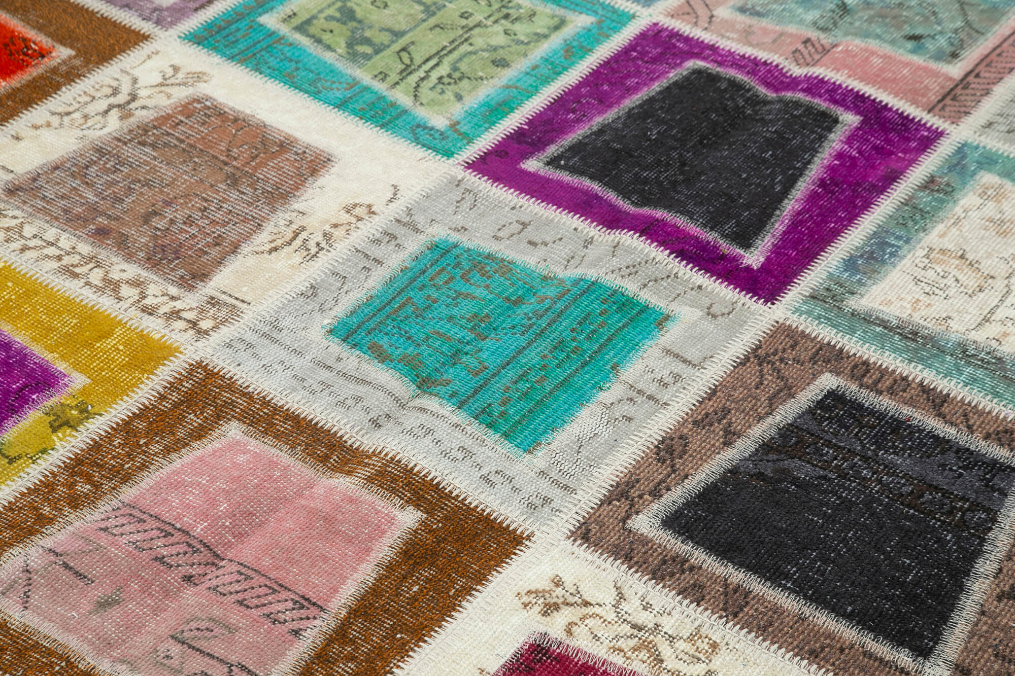 Handmade Wool Area Rug – Kirk Yama Grey Patchwork Cotton Blend 6'7''x9'2''