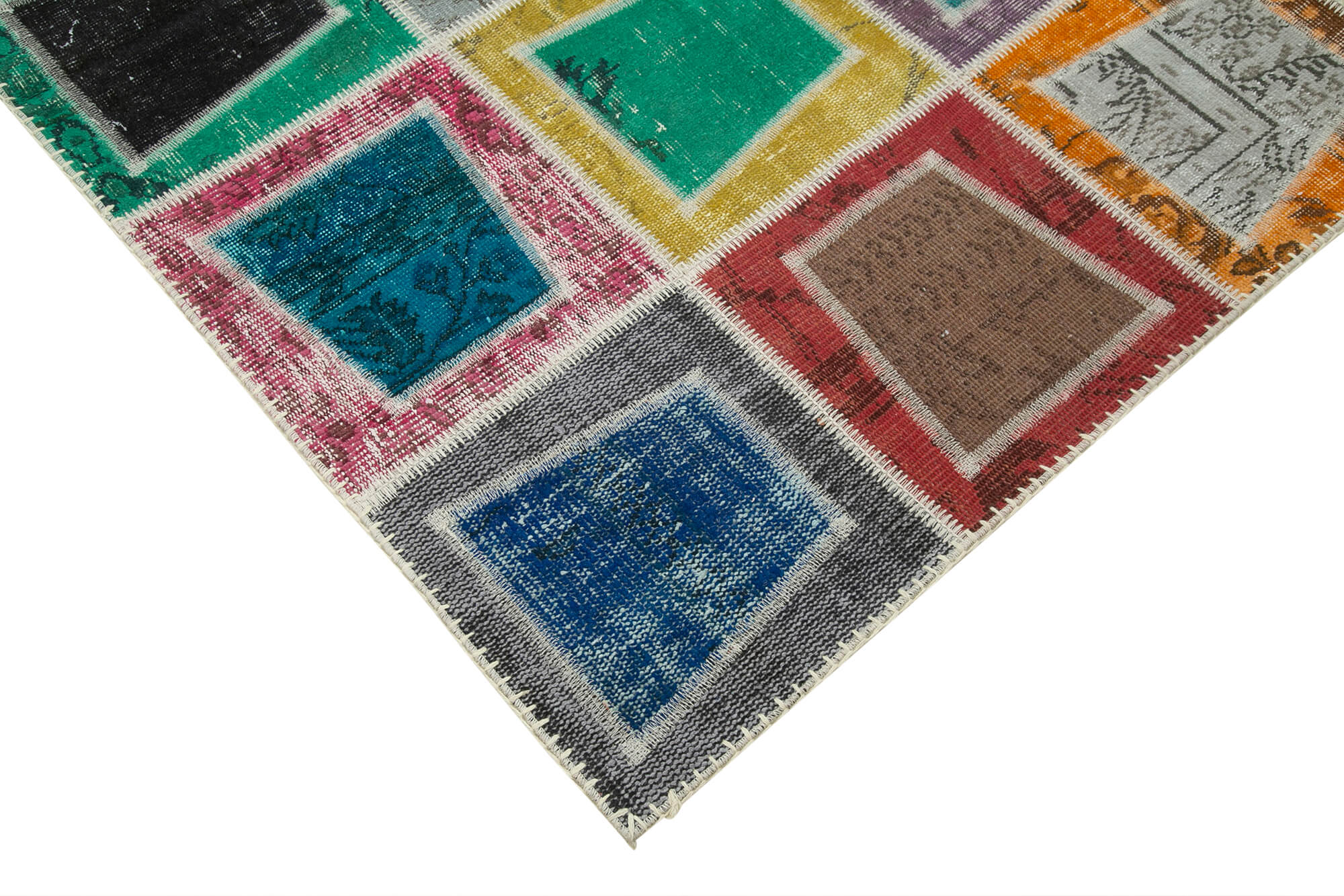 Handmade Patchwork Rug - Artisan Crafted Carpet, Vintage Handwoven Carpet Grey Area Rug