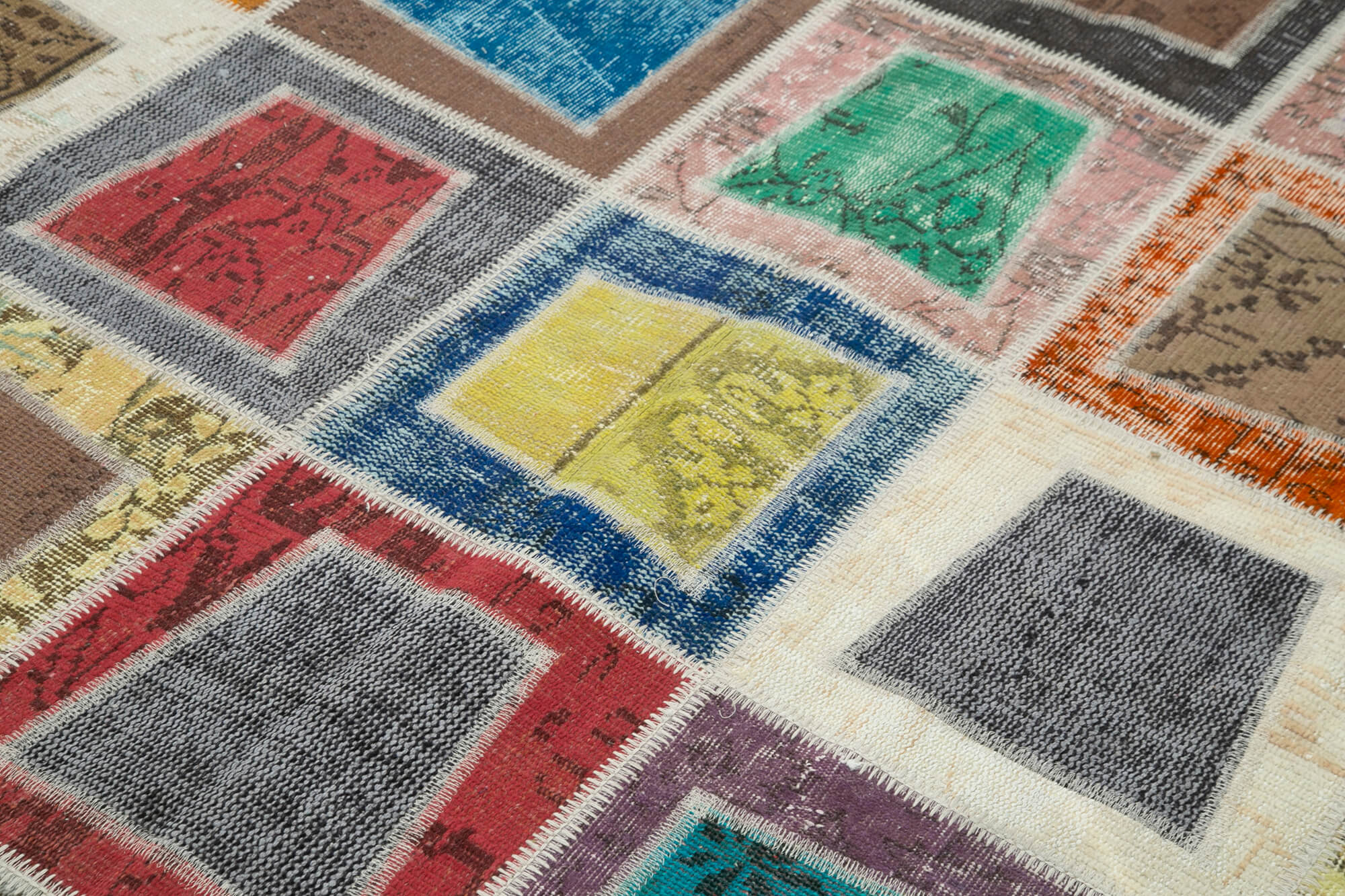 Handmade Patchwork Rug - Artisan Crafted Carpet, Vintage Handwoven Carpet Grey Area Rug