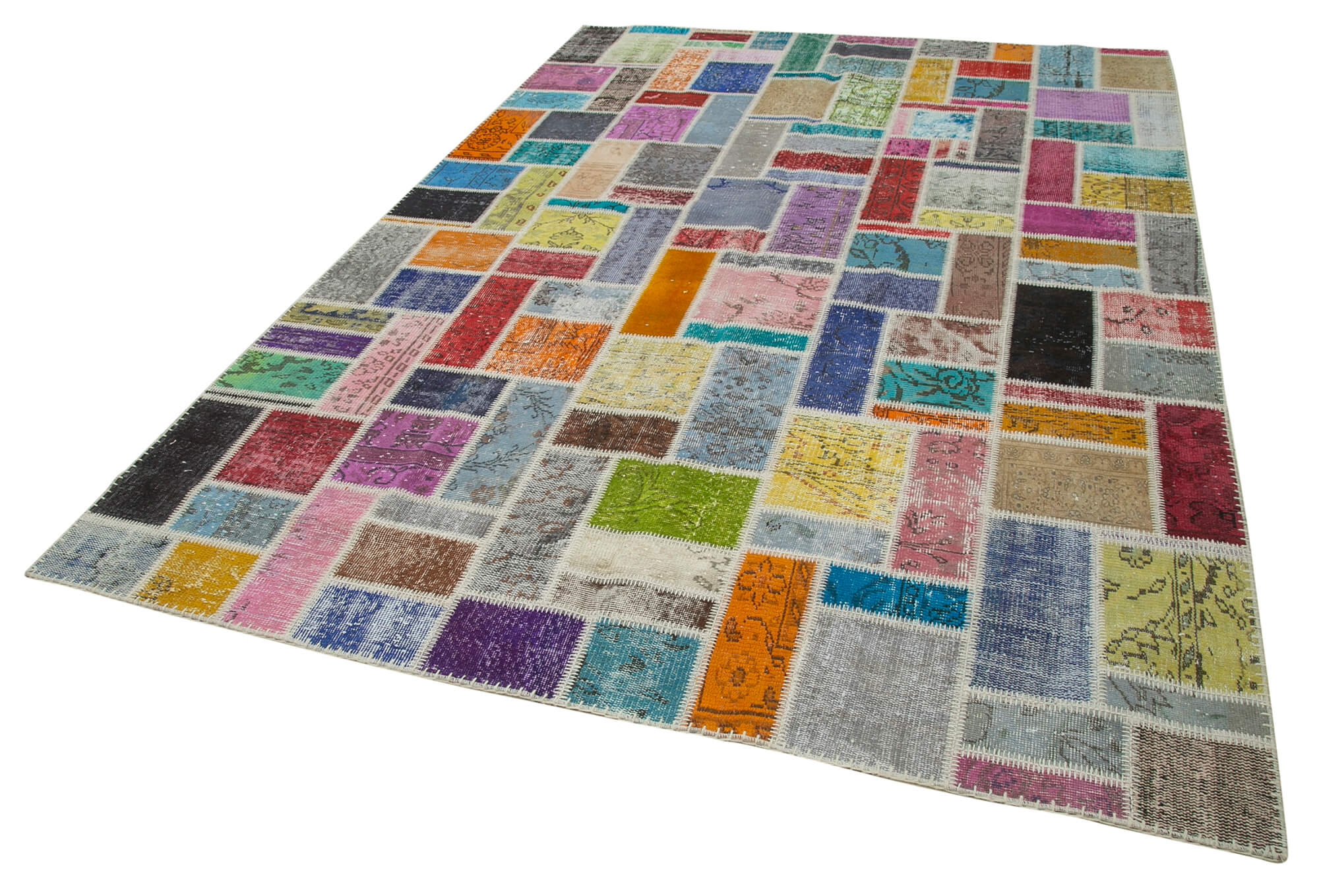 Handmade Patchwork Rug - Kirk Yama Grey Cotton Wool Area Rug 6'9''x9'9''