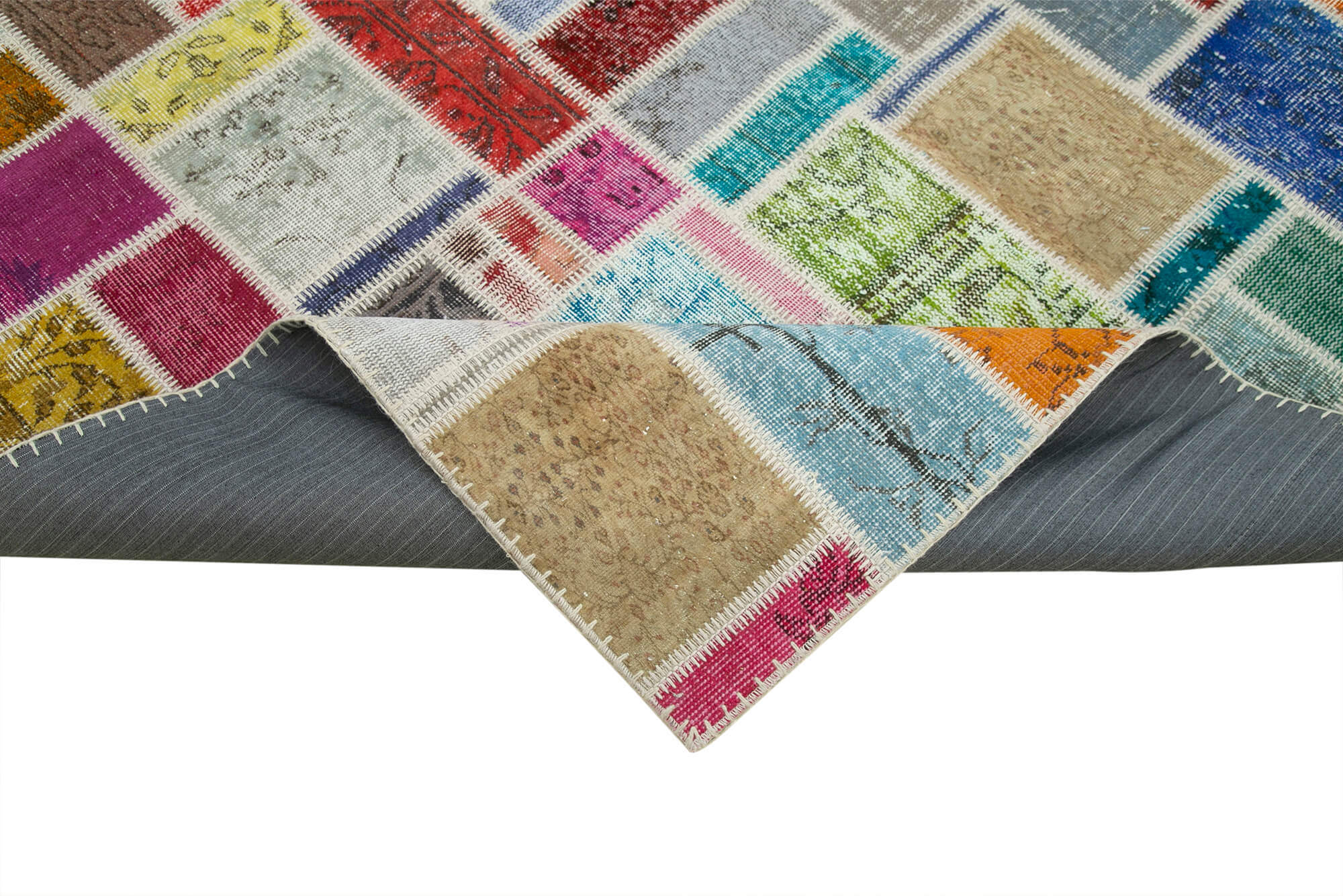 Handmade Patchwork Rug - Kirk Yama Grey Cotton Wool Area Rug 6'9''x9'9''
