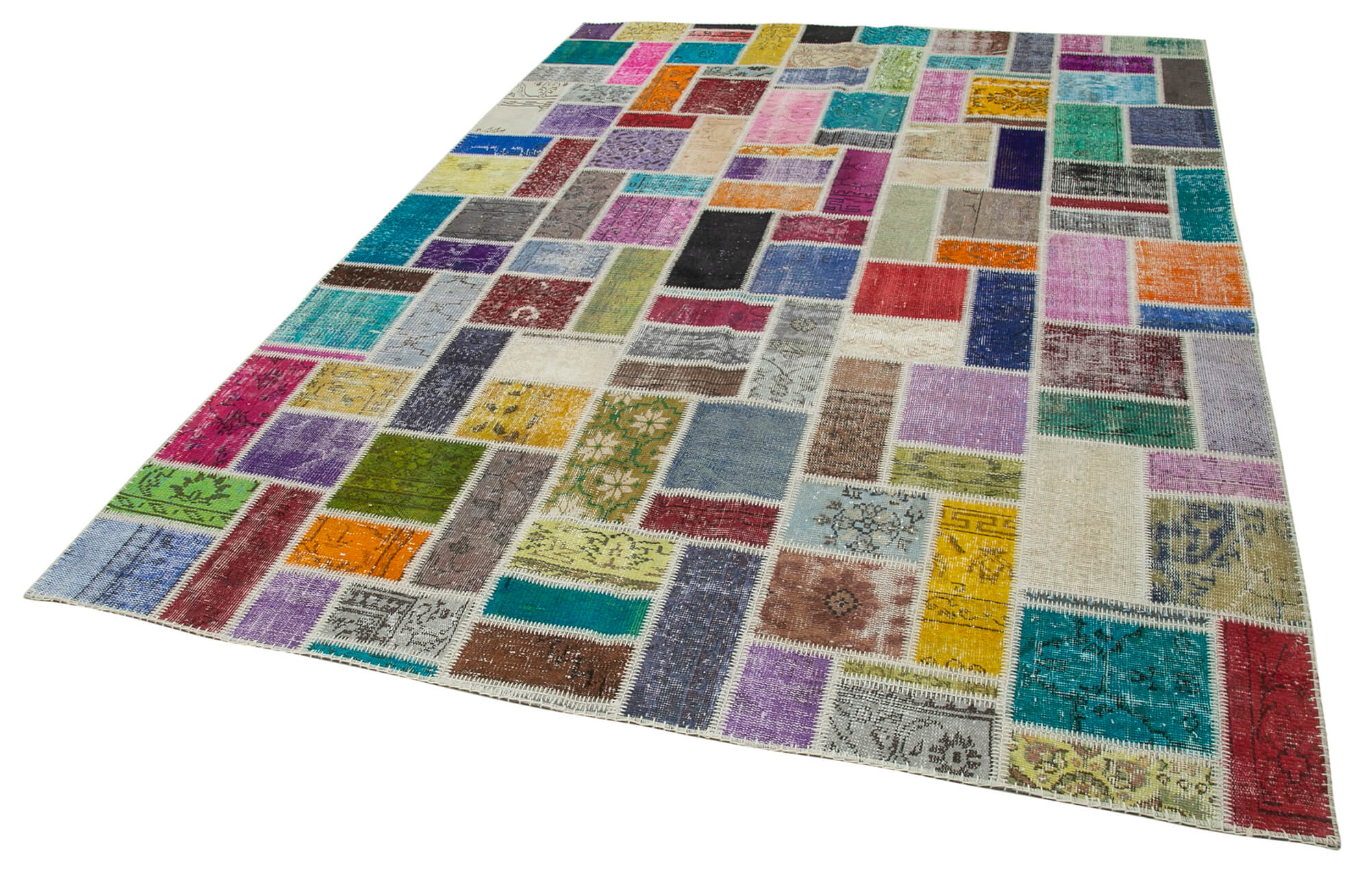 Handmade Patchwork Rug - Kirk Yama Grey Cotton Wool Area Carpet 6'11"x9'9"
