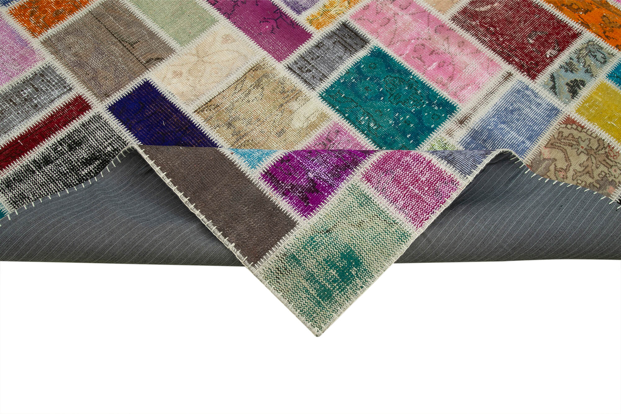 Handmade Patchwork Rug - Kirk Yama Grey Cotton Wool Area Carpet 6'11"x9'9"