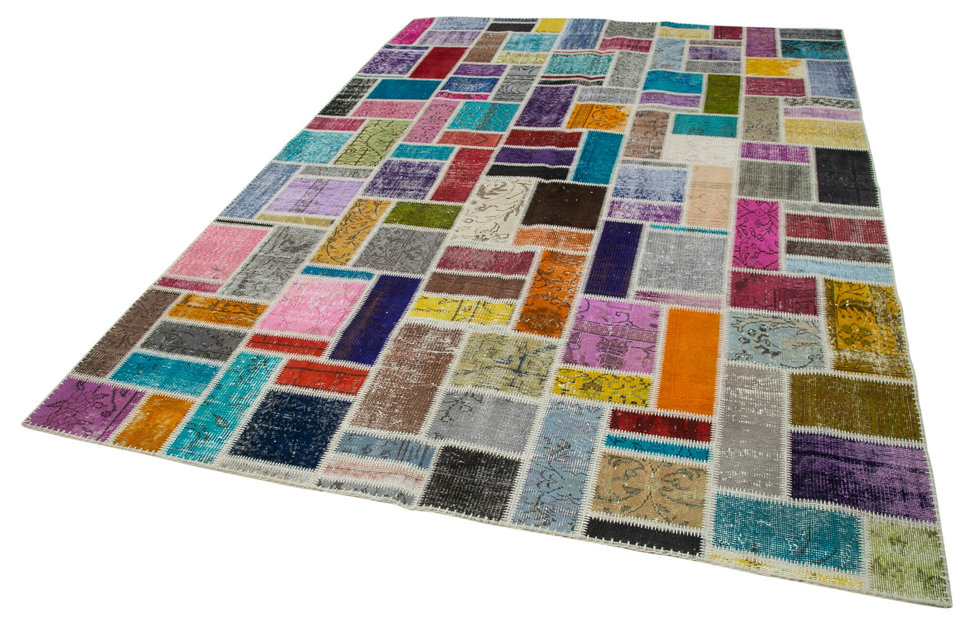 Handmade Patchwork Rug - Kirk Yama Grey Cotton Wool Area Rug 6'11''x9'9''