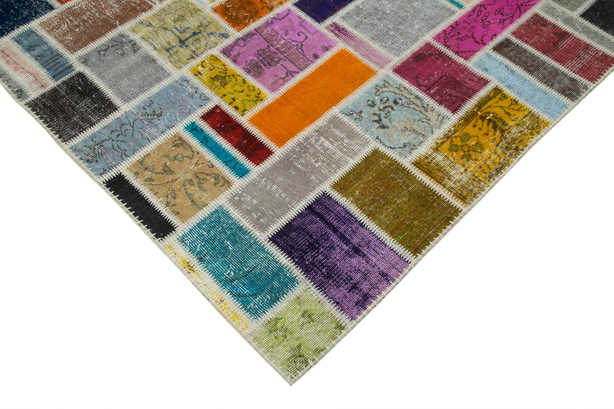 Handmade Patchwork Rug - Kirk Yama Grey Cotton Wool Area Rug 6'11''x9'9''