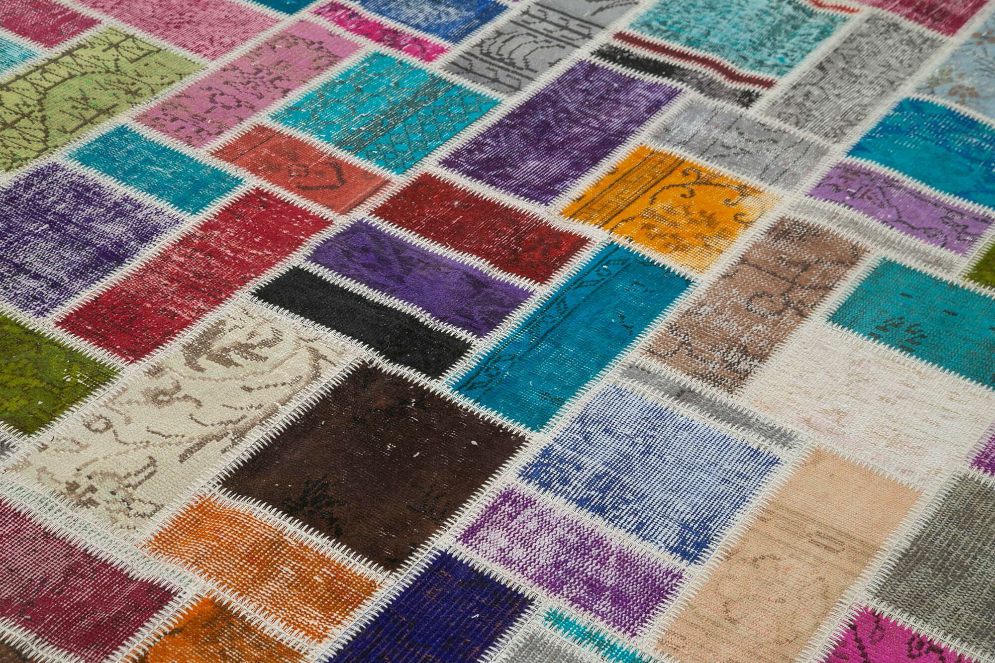 Handmade Patchwork Rug - Kirk Yama Grey Cotton Wool Area Rug 6'11''x9'9''