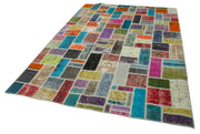 Handmade Patchwork Area Rug - Kirk Yama Grey Cotton Wool 6x9 Feet Rug