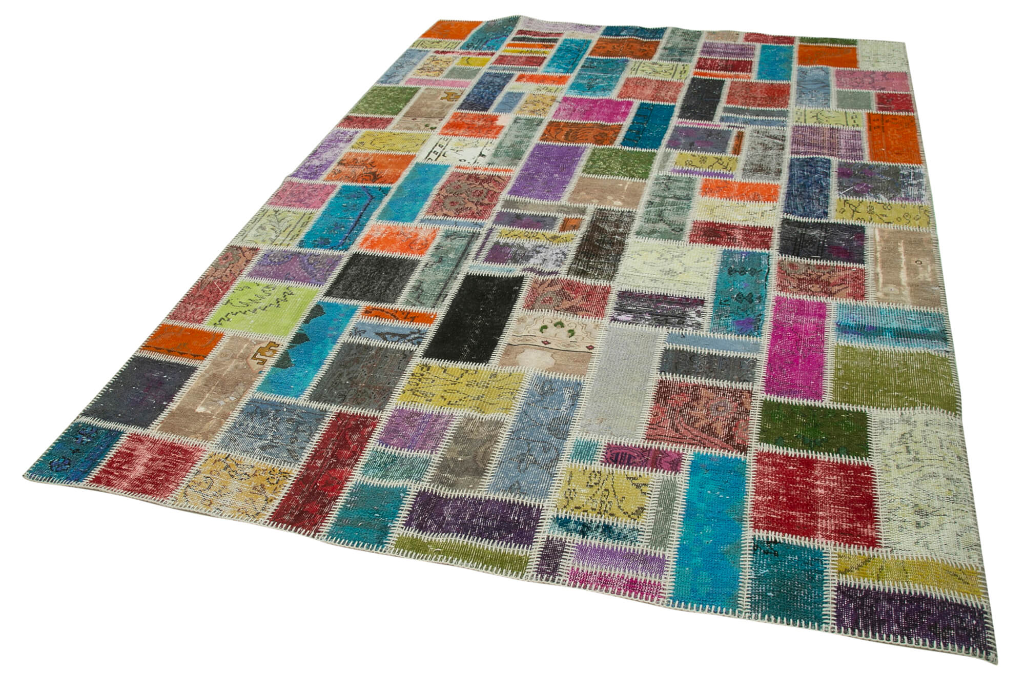 Handmade Patchwork Area Rug - Kirk Yama Grey Cotton Wool 6x9 Feet Rug