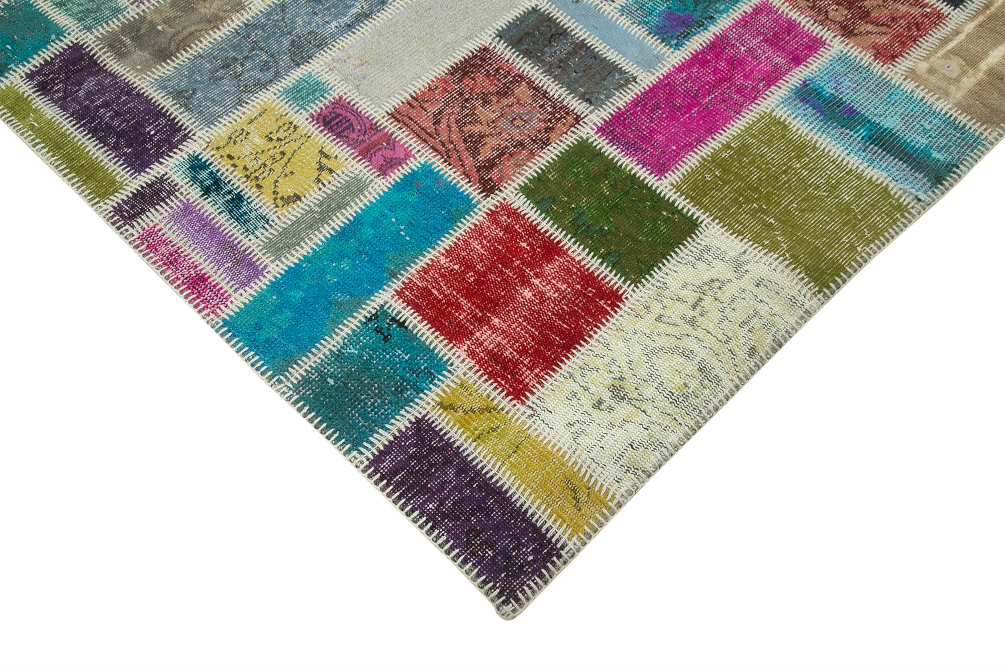 Handmade Patchwork Area Rug - Kirk Yama Grey Cotton Wool 6x9 Feet Rug