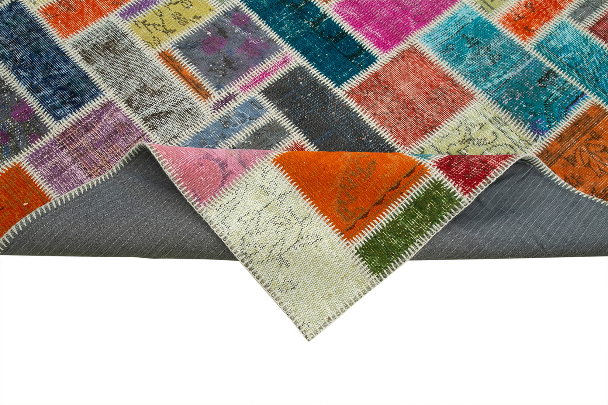 Handmade Patchwork Area Rug - Kirk Yama Grey Cotton Wool 6x9 Feet Rug