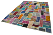 Handmade Patchwork Rug - Kirk Yama Grey Cotton Wool 6x9 Feet Area Carpet