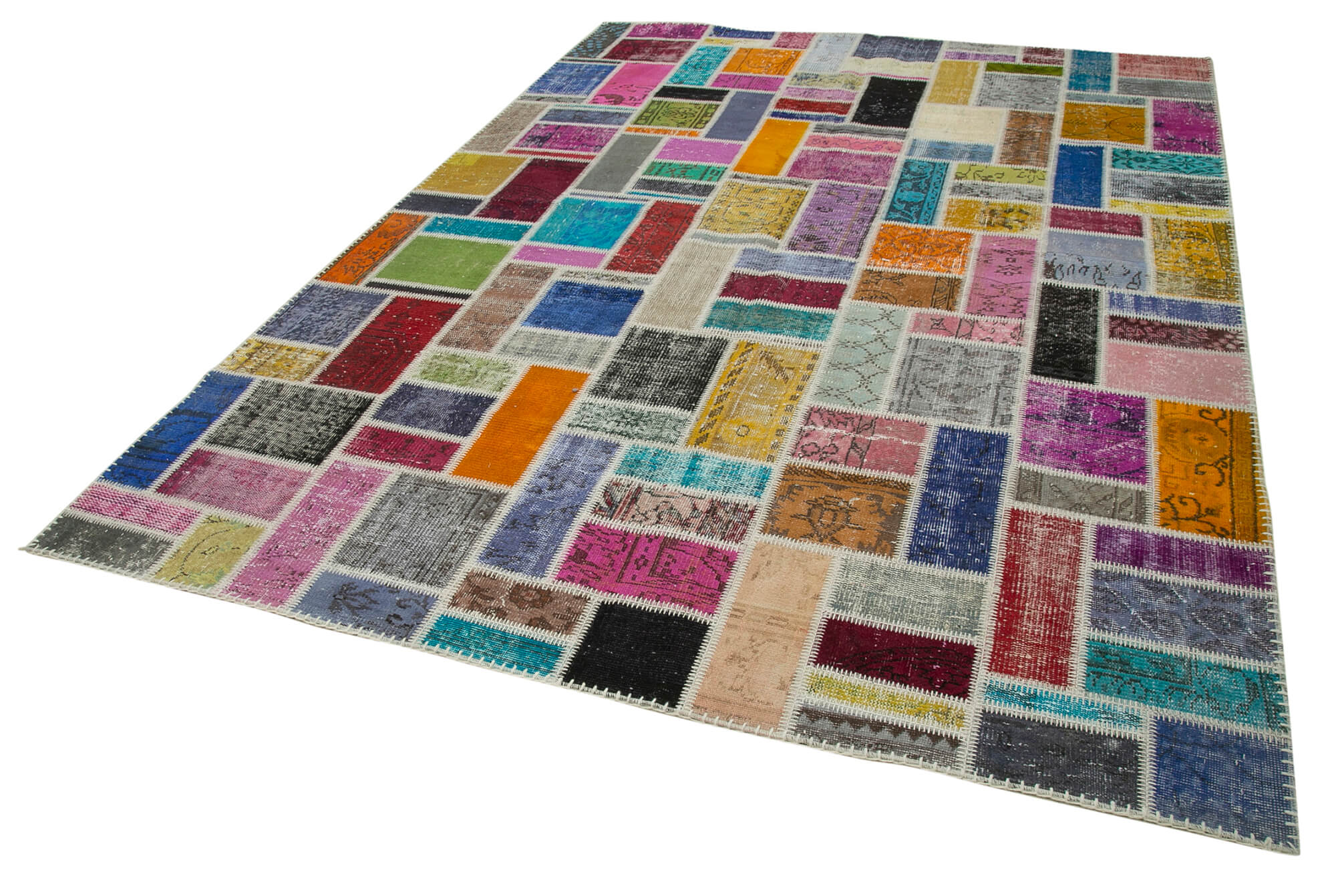 Handmade Patchwork Rug - Kirk Yama Grey Cotton Wool 6x9 Feet Area Carpet