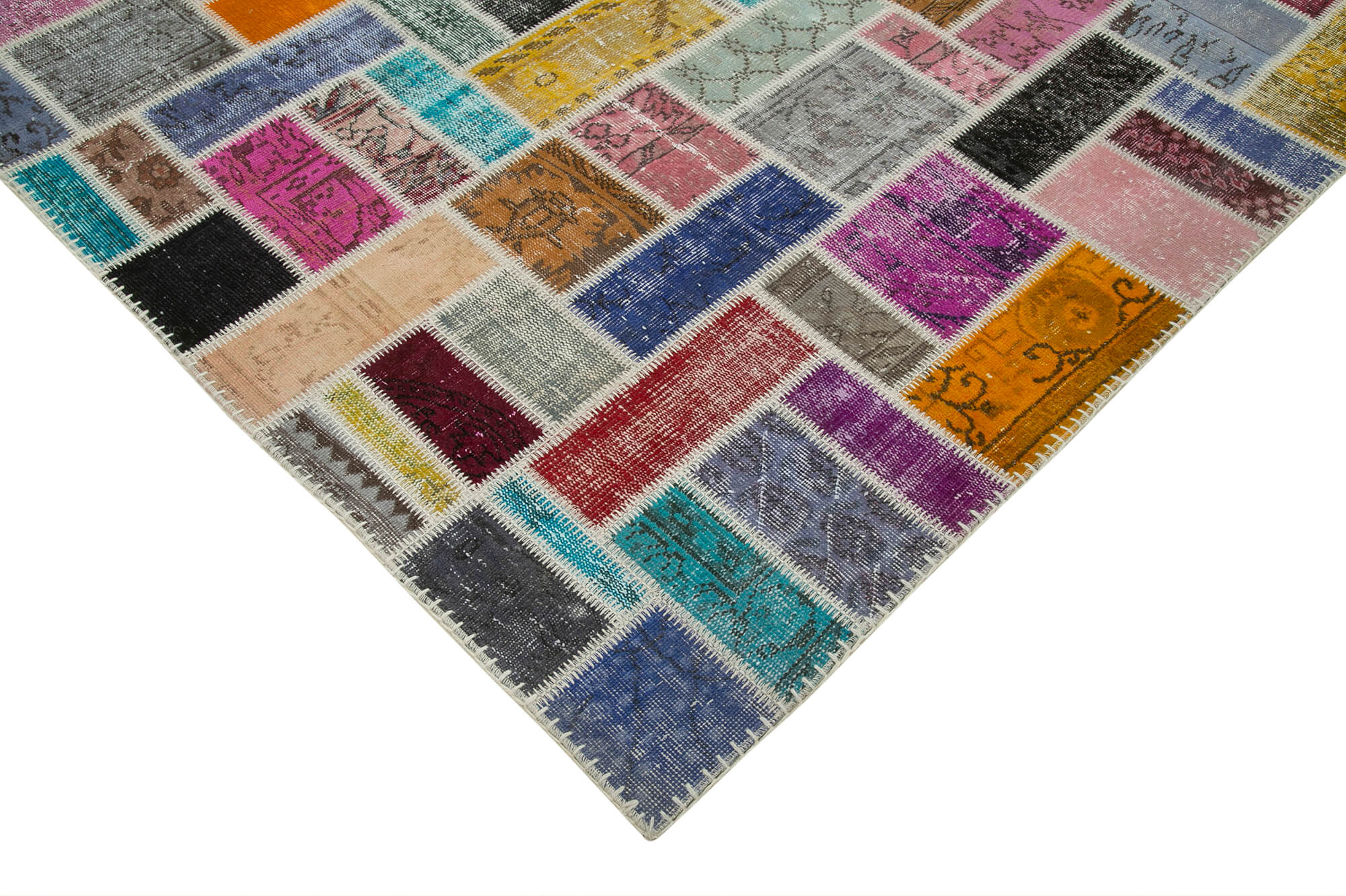 Handmade Patchwork Rug - Kirk Yama Grey Cotton Wool 6x9 Feet Area Carpet