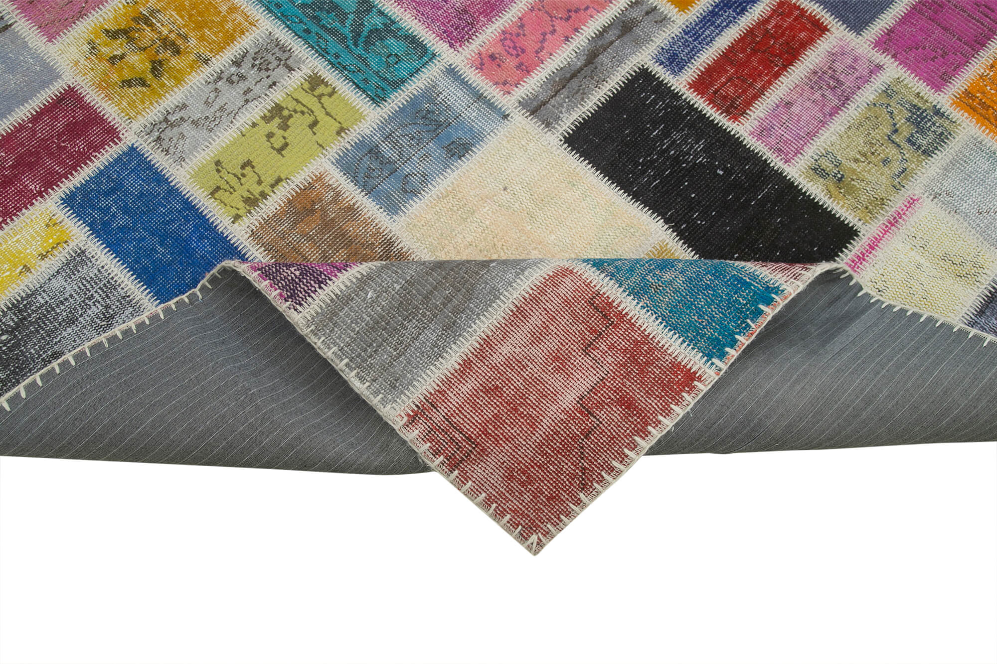 Handmade Patchwork Rug - Kirk Yama Grey Cotton Wool 6x9 Feet Area Carpet