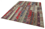 Handmade Wool Area Rug - Grey Patchwork Design Carpet | Soft Cotton Wool Carpet 7'11''x10'