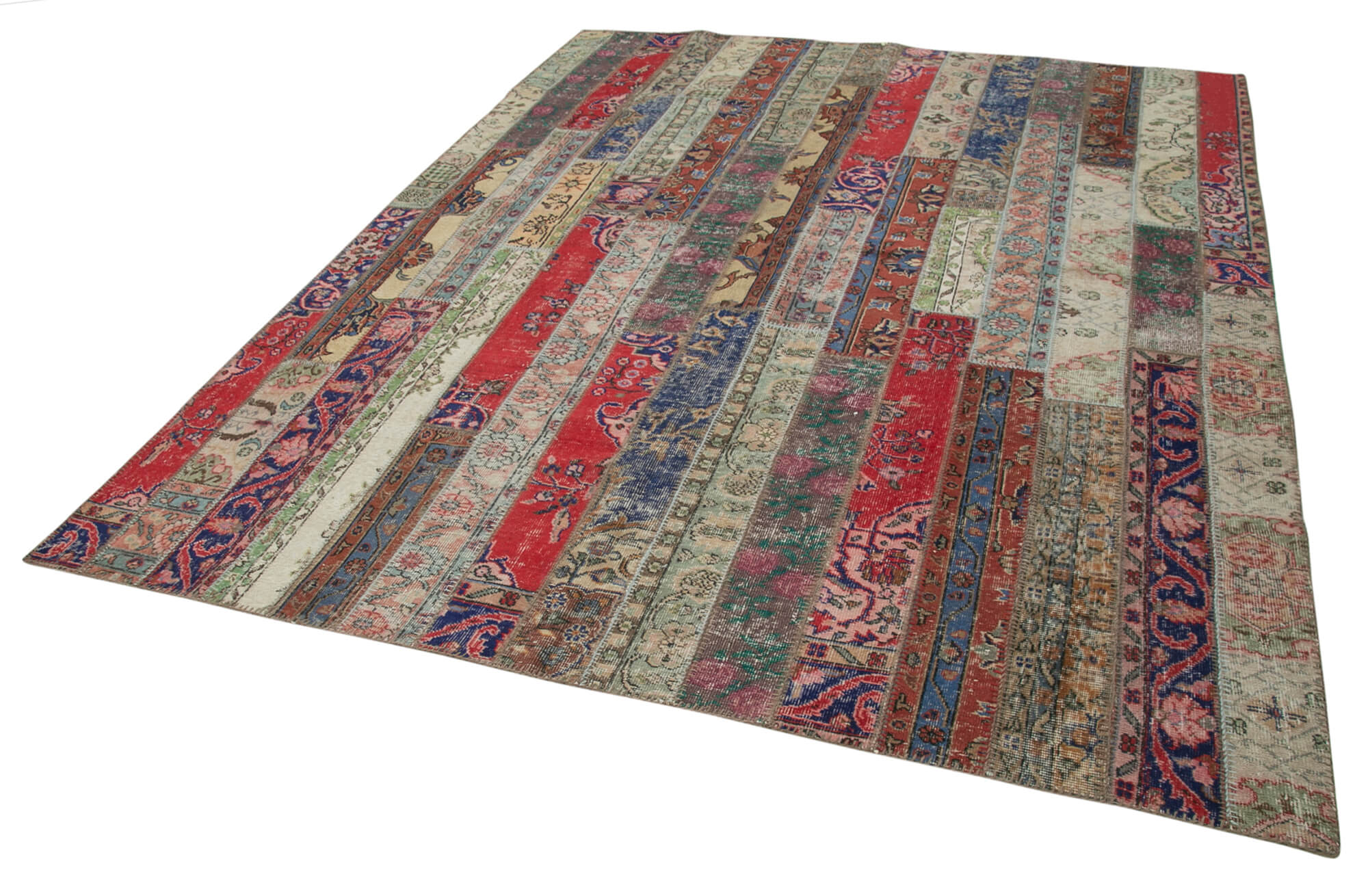 Handmade Wool Area Rug - Grey Patchwork Design Carpet | Soft Cotton Wool Carpet 7'11''x10'