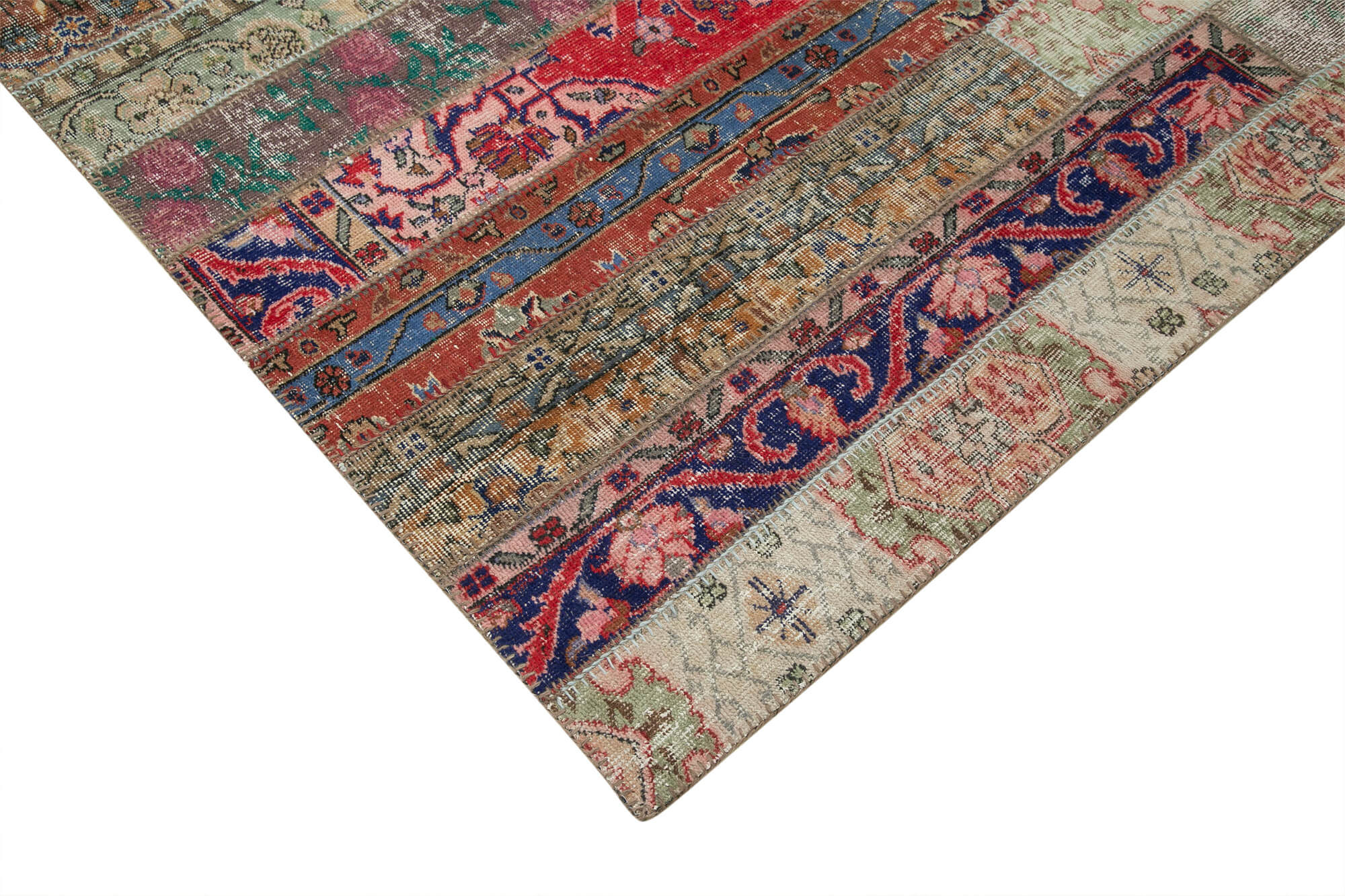Handmade Wool Area Rug - Grey Patchwork Design Carpet | Soft Cotton Wool Carpet 7'11''x10'