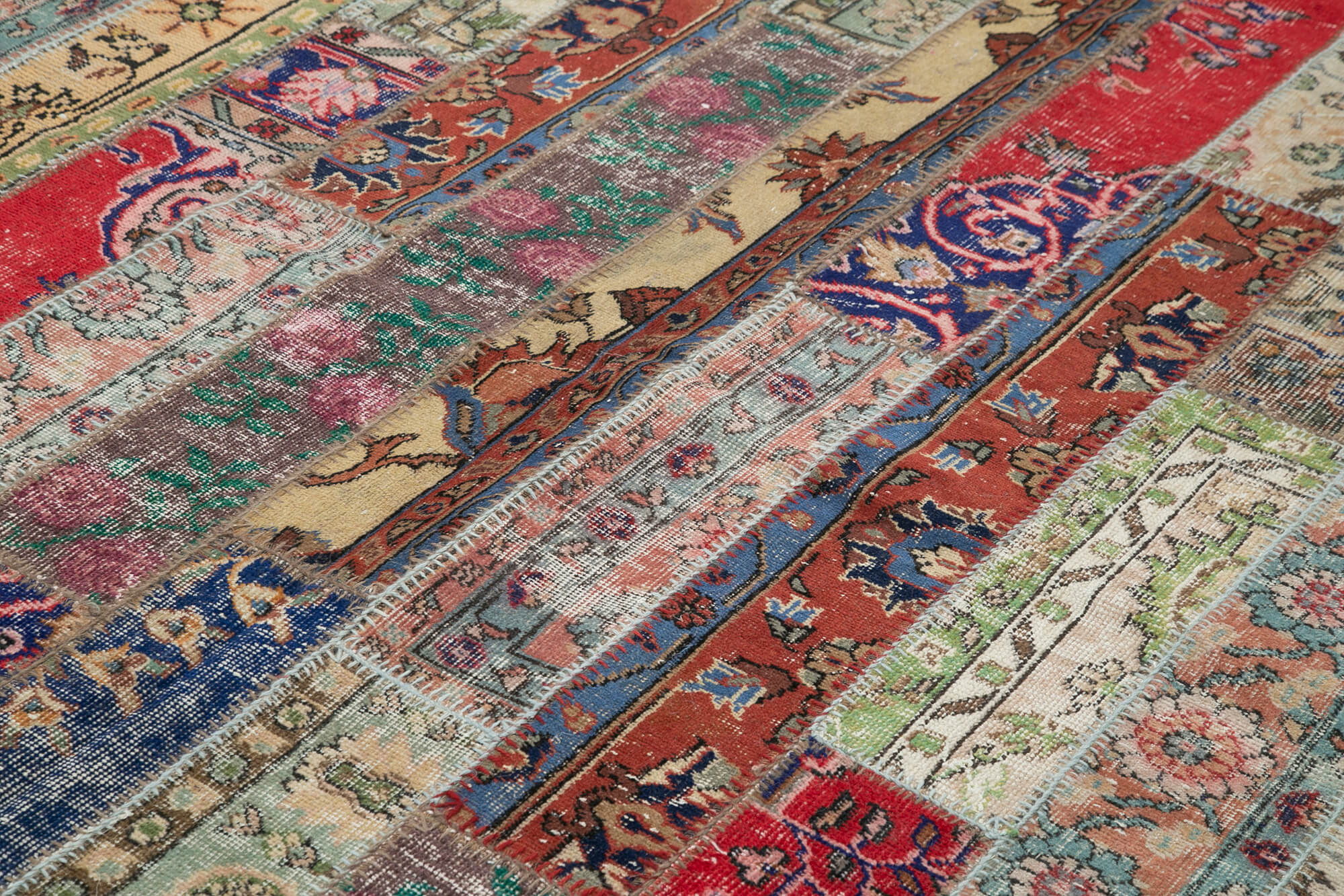 Handmade Wool Area Rug - Grey Patchwork Design Carpet | Soft Cotton Wool Carpet 7'11''x10'
