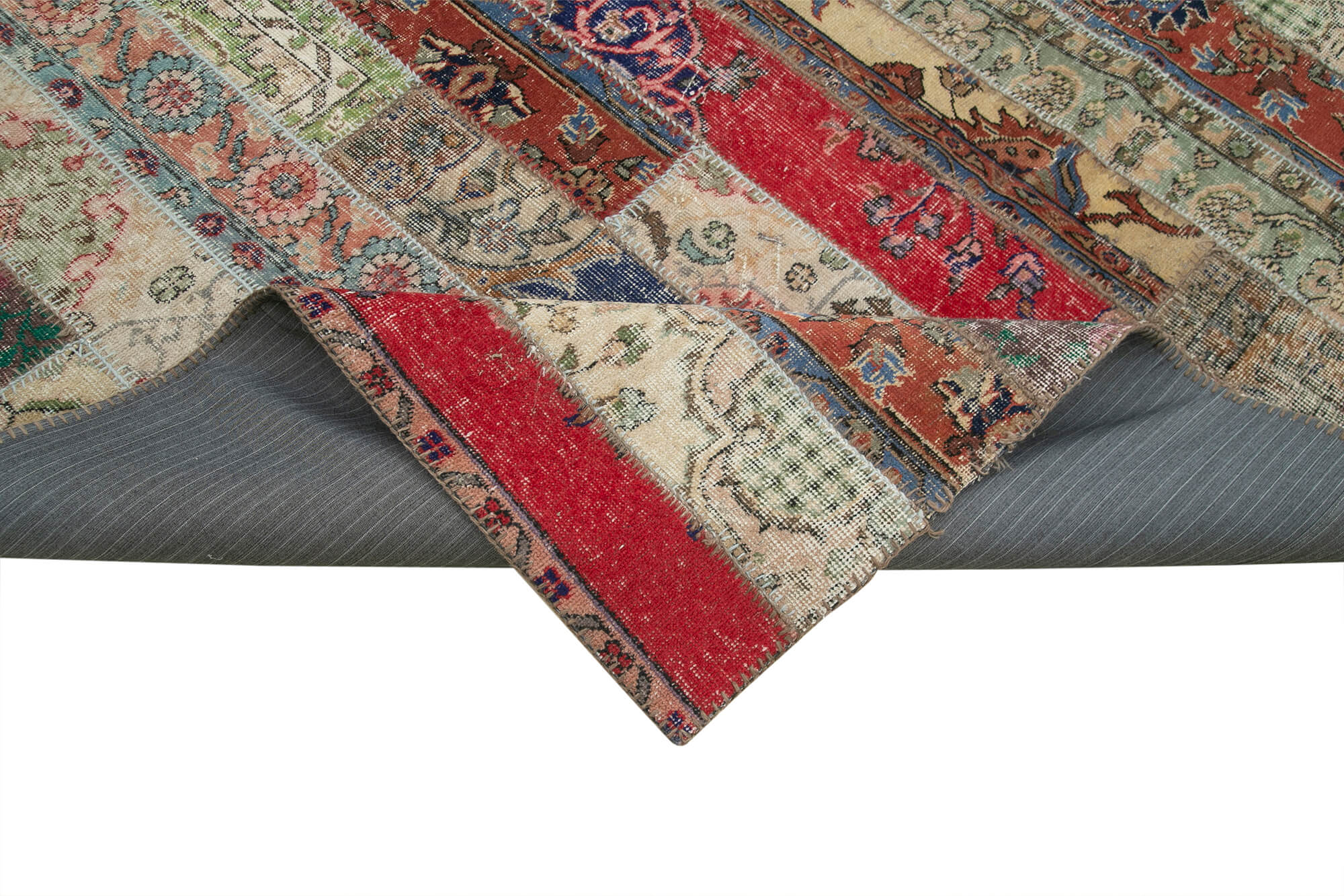 Handmade Wool Area Rug - Grey Patchwork Design Carpet | Soft Cotton Wool Carpet 7'11''x10'