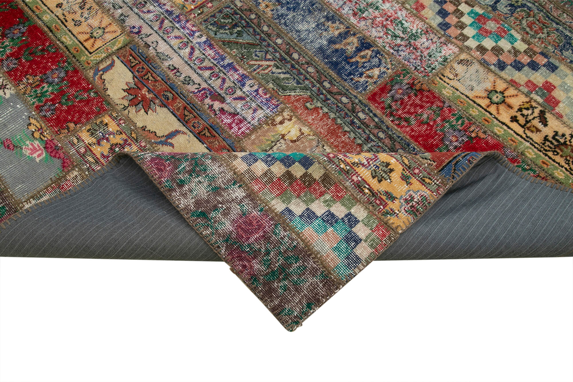 Handmade Patchwork Rug - Kirk Yama Grey Wool Area Rug 8'x10'1'' Cotton Wool Blend