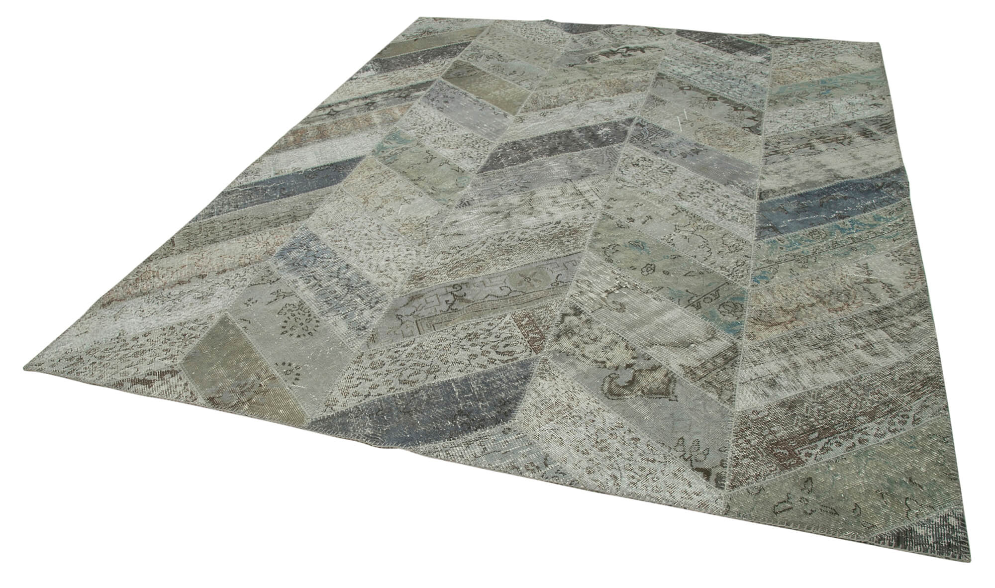 Handmade Patchwork Rug - Kirk Yama Grey Cotton Wool Carpet 8'0'' x 10'1''