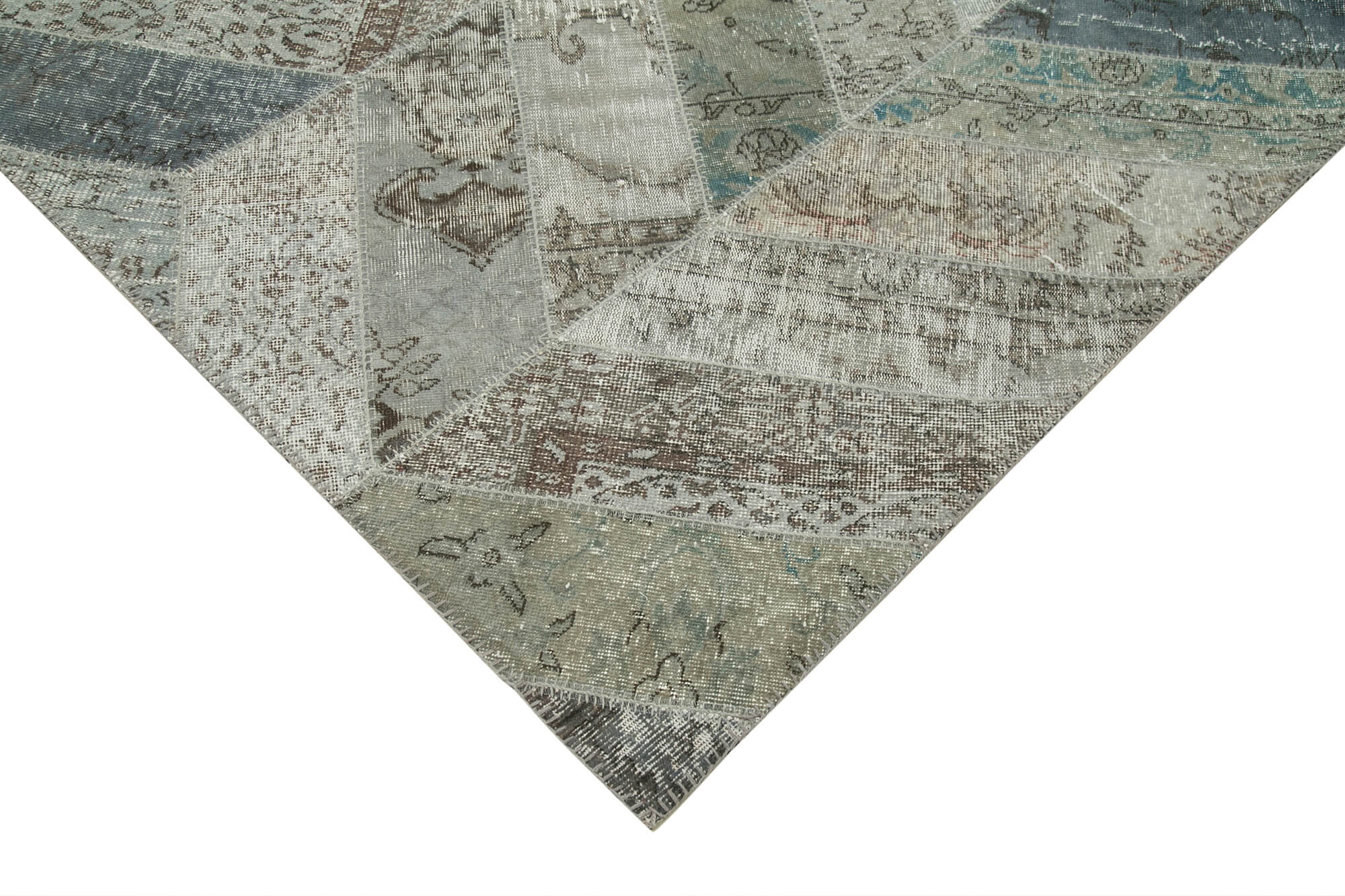 Handmade Patchwork Rug - Kirk Yama Grey Cotton Wool Carpet 8'0'' x 10'1''