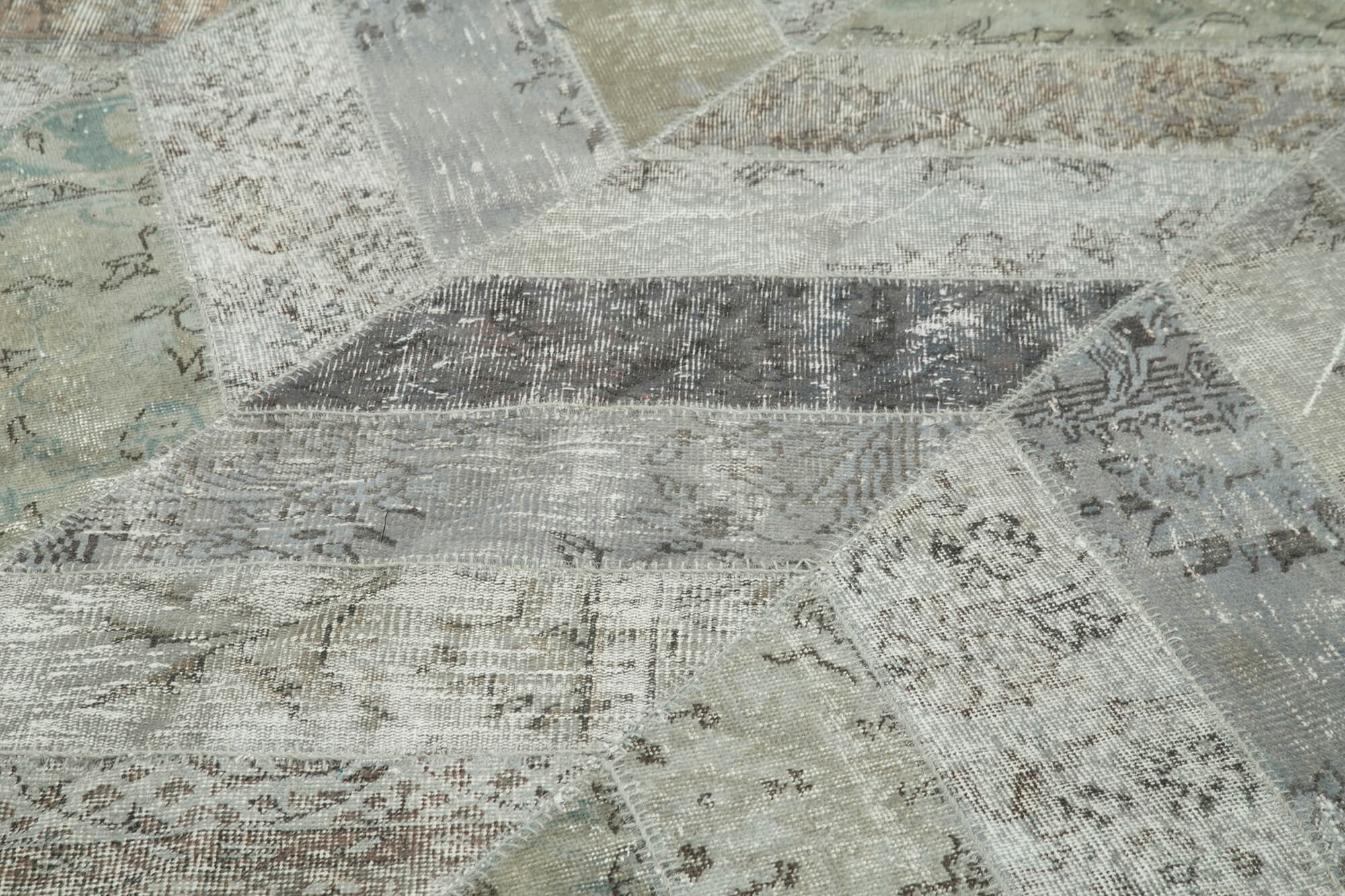 Handmade Patchwork Rug - Kirk Yama Grey Cotton Wool Carpet 8'0'' x 10'1''