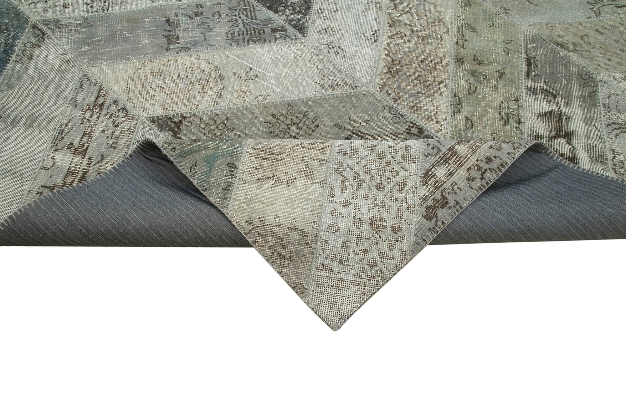 Handmade Patchwork Rug - Kirk Yama Grey Cotton Wool Carpet 8'0'' x 10'1''