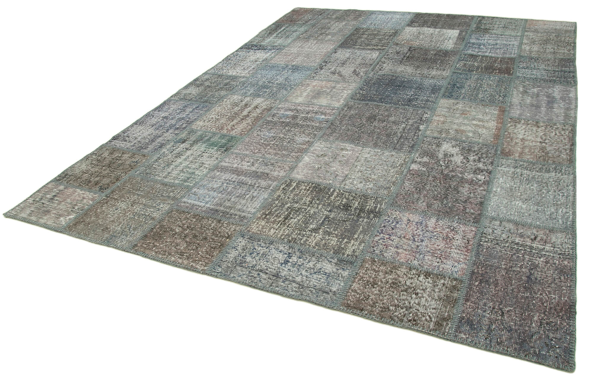 Handmade Patchwork Rug - Kirk Yama Grey Cotton Wool Area Rug 8'2''x11'5''