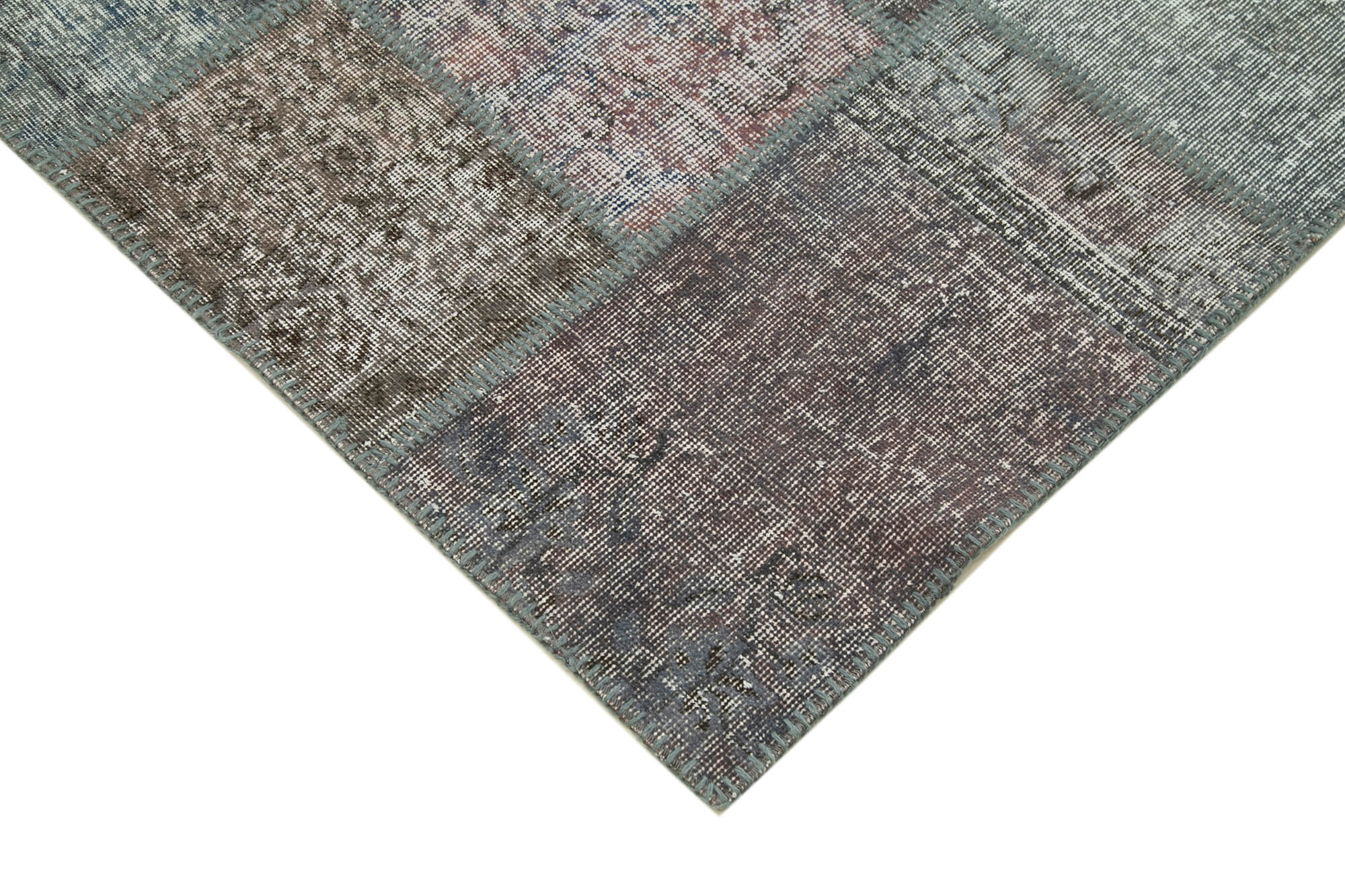 Handmade Patchwork Rug - Kirk Yama Grey Cotton Wool Area Rug 8'2''x11'5''